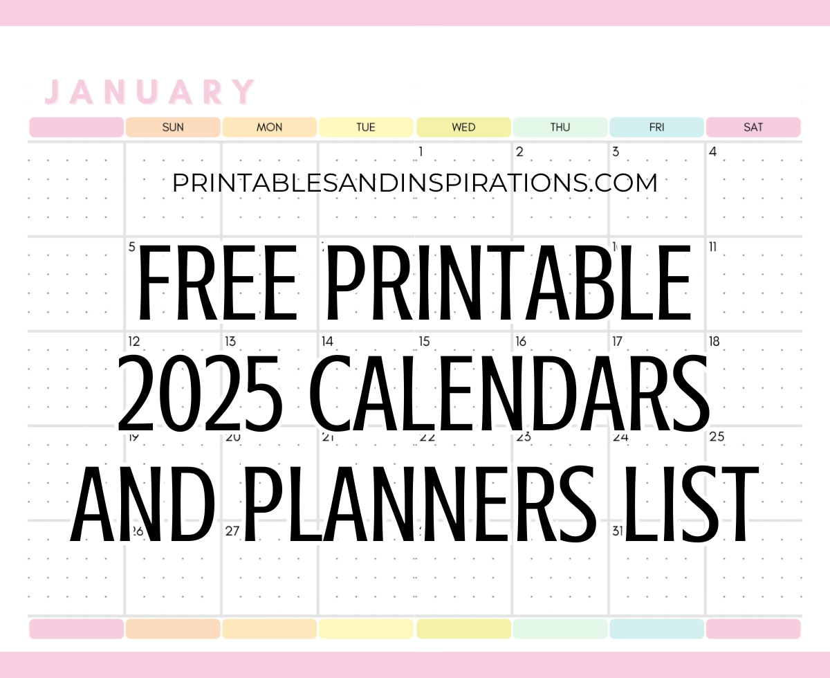 Monthly Calendar Printable 2025