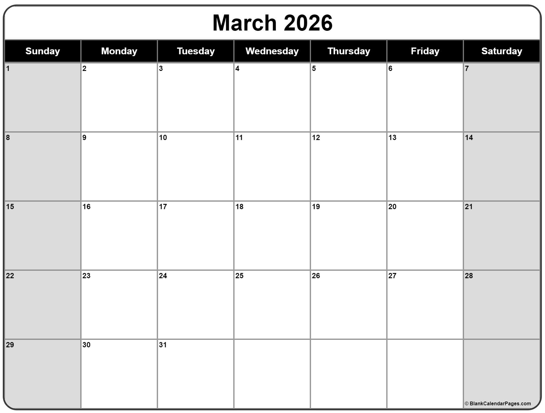March 2026 Calendar Free Printable Calendars March 2026 Calendar Free Printable Calendars