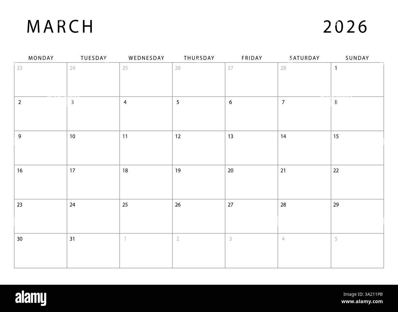March 2026 Printable Blank Calendar