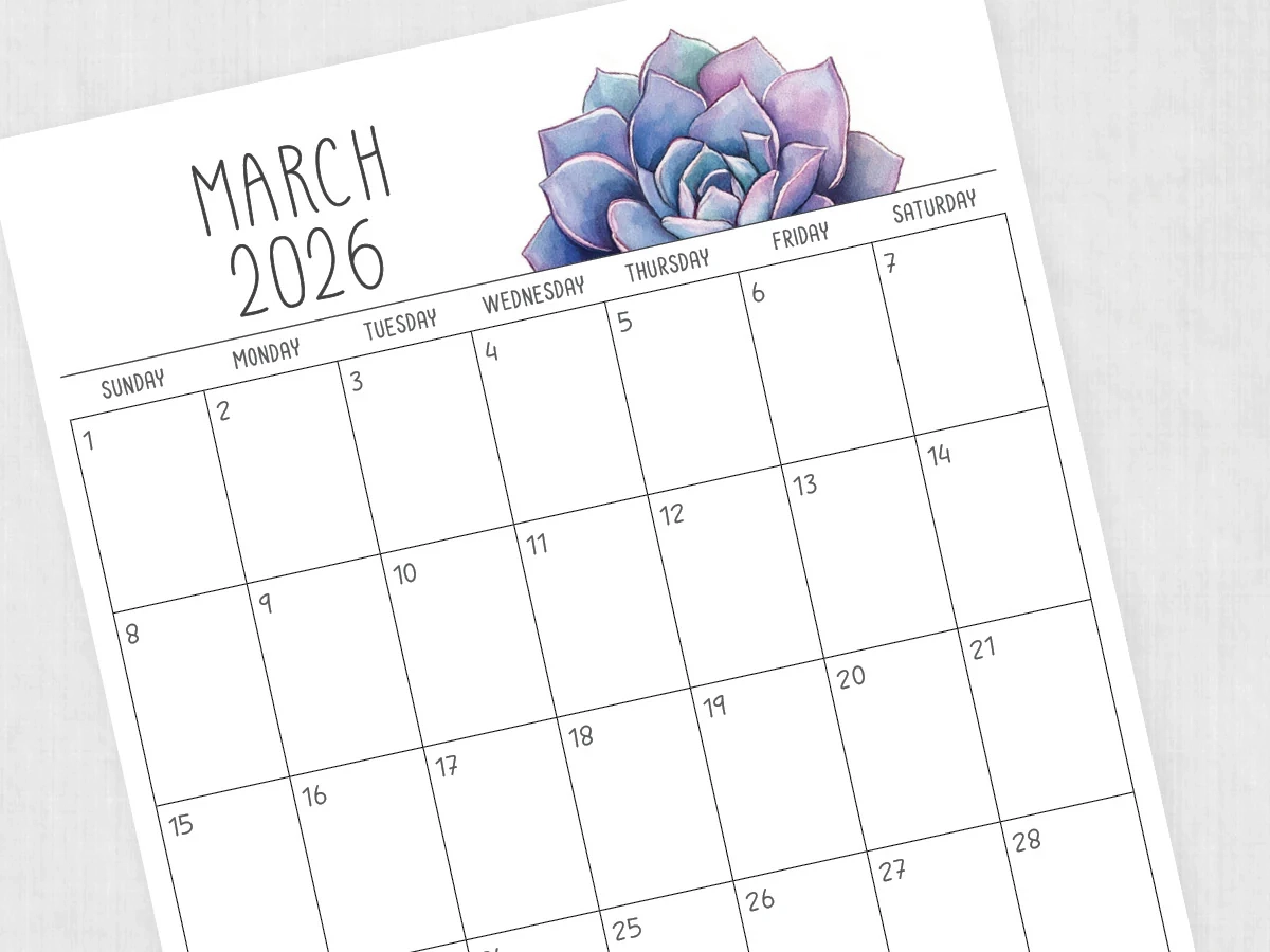 March 2026 Calendar Printable PDF Templates