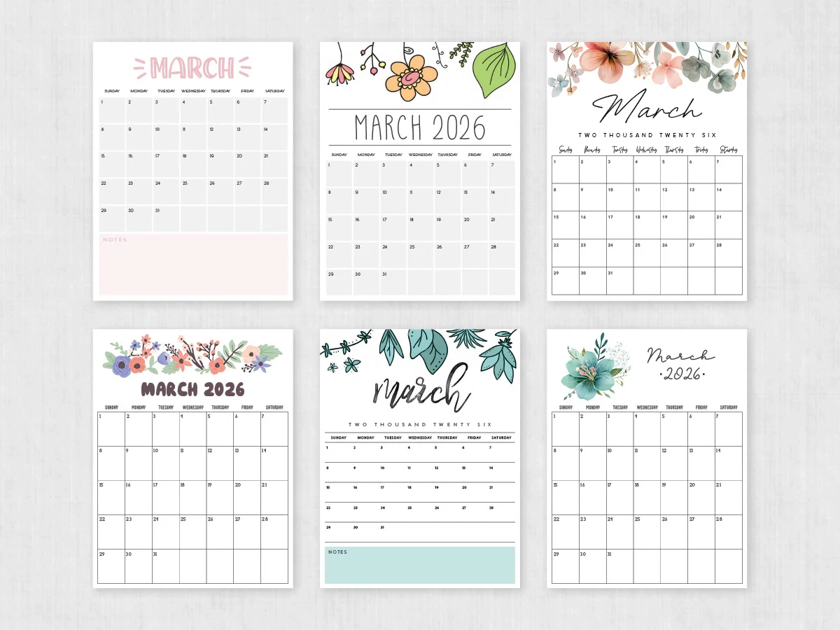 March 2026 Printable Calendar Template Free