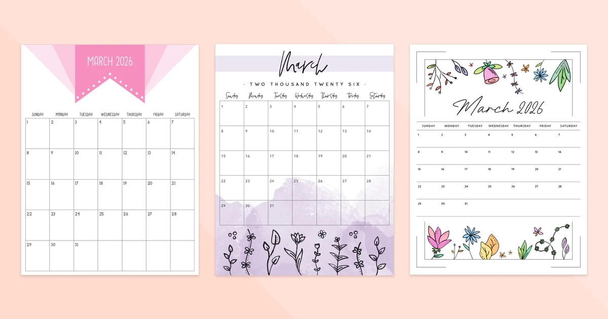 March 2026 Calendar Printable