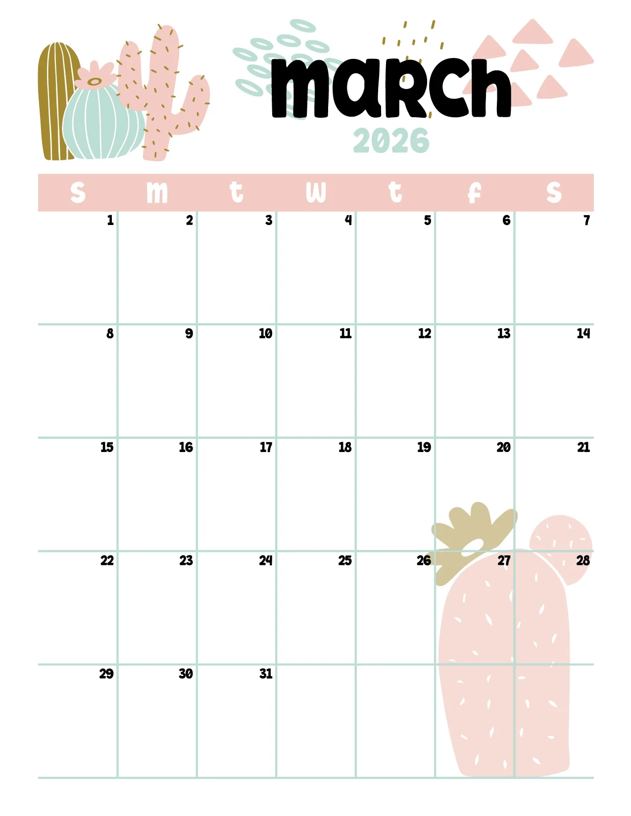 March 2026 Calendar Templates 14 Free Printables Savor Savvy