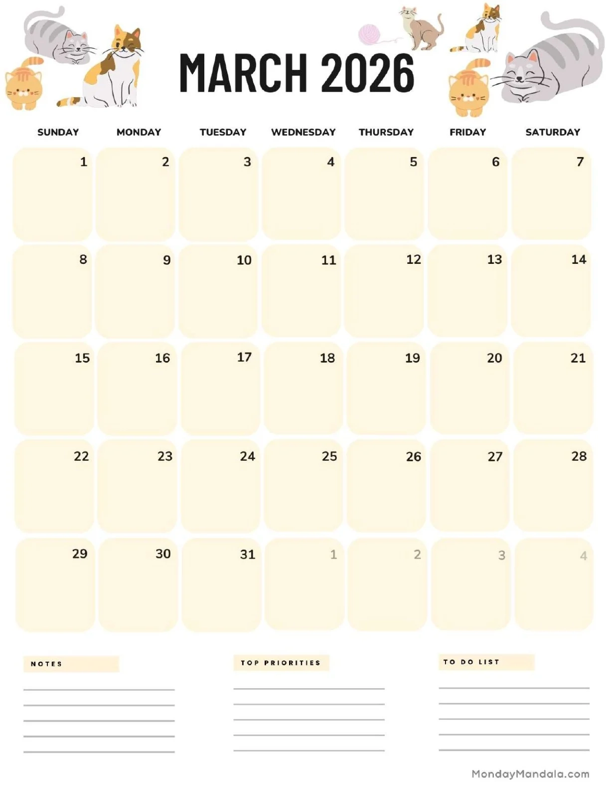 March 2026 Calendars Free PDF Printables 