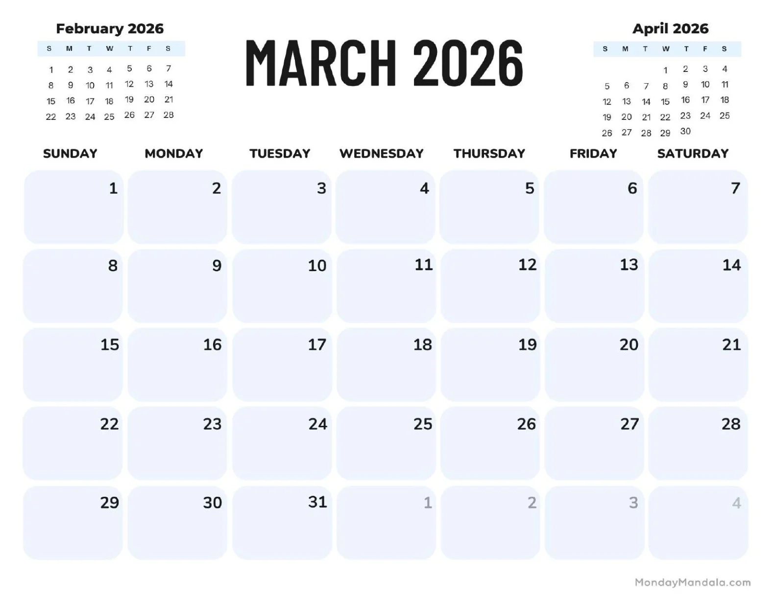 March 2026 Calendars Free PDF Printables 