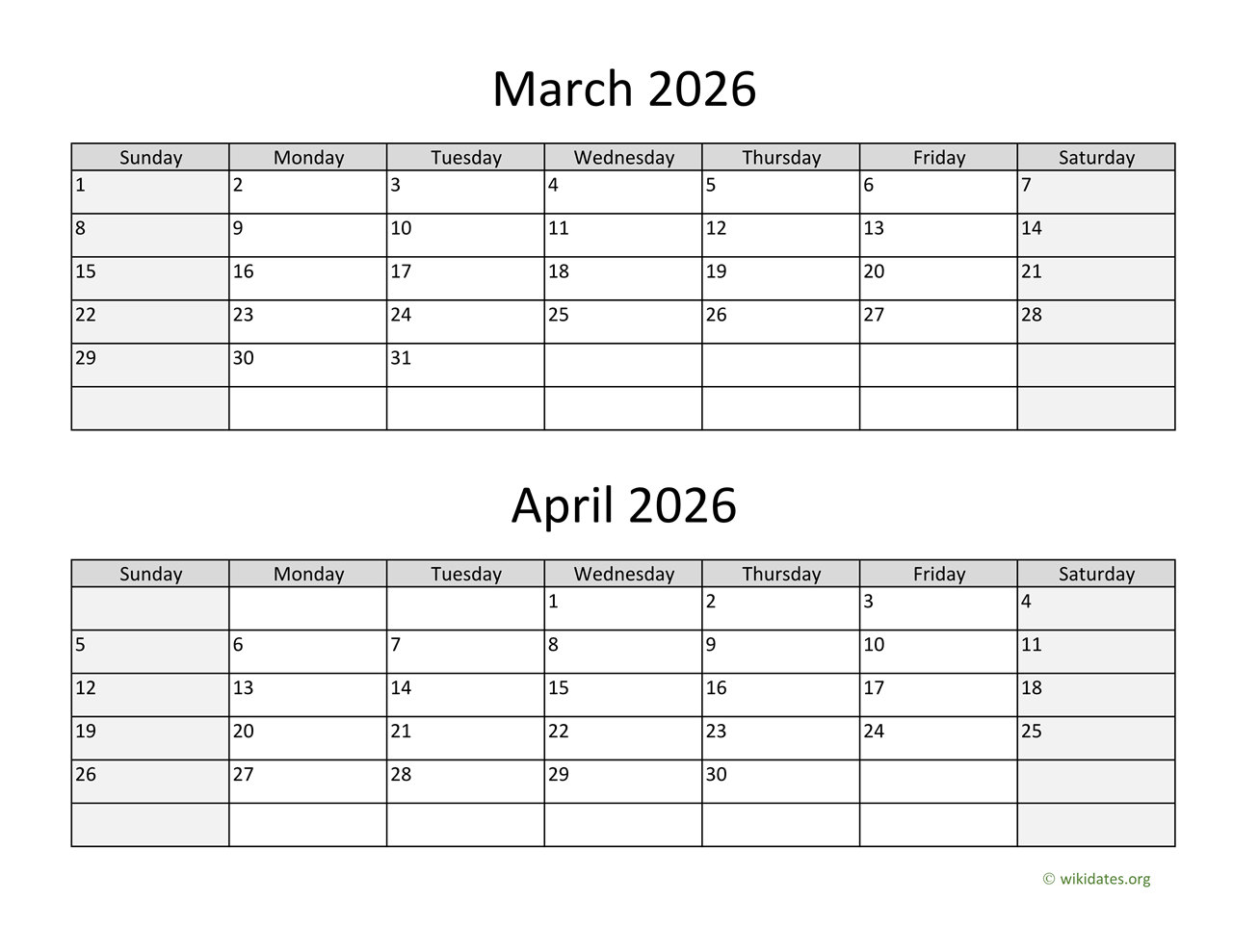Printable Calendar March 2026