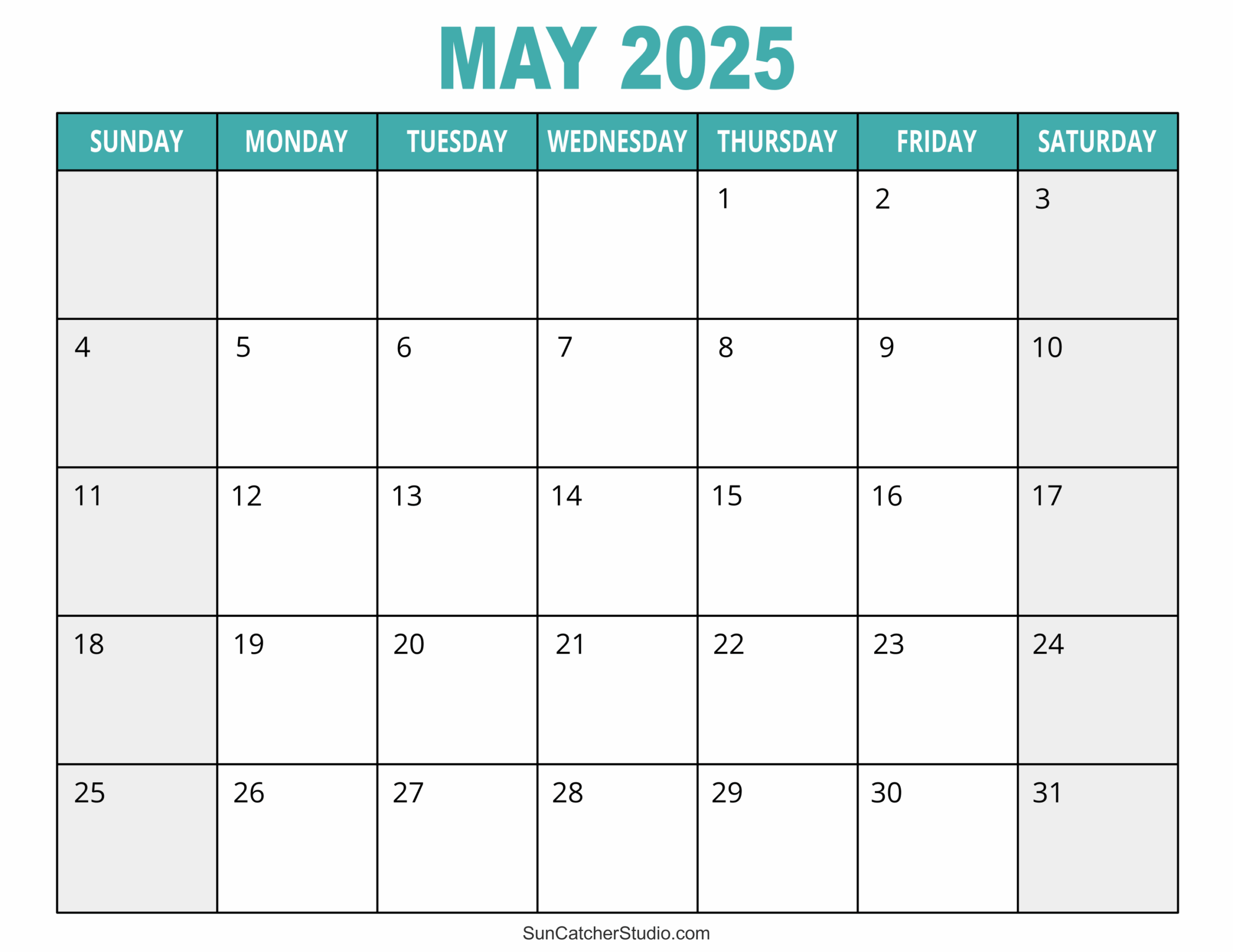 2025 Blank Calendar Printable Free