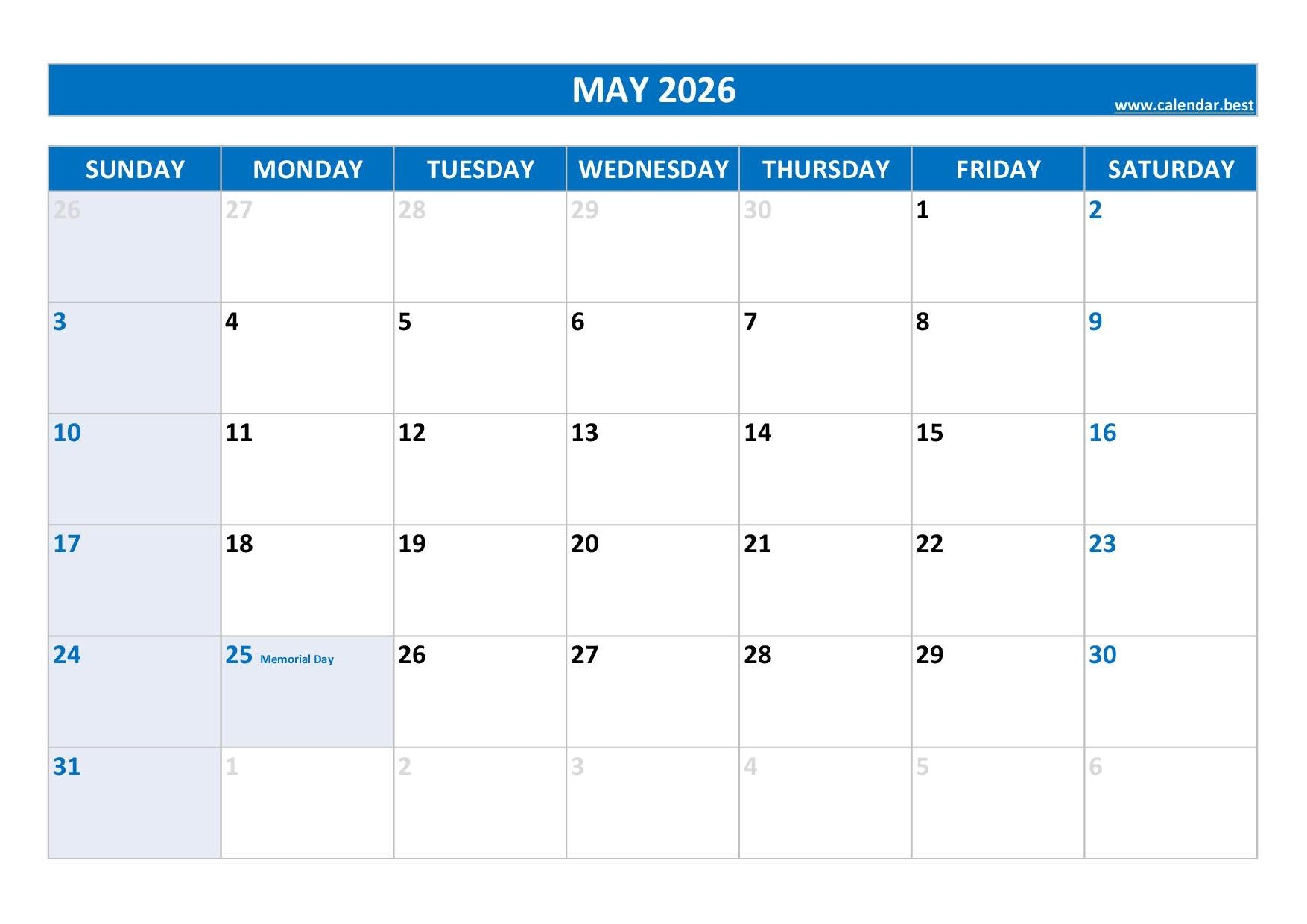 May 2026 Calendar Calendar best May 2026 Calendar Calendar best