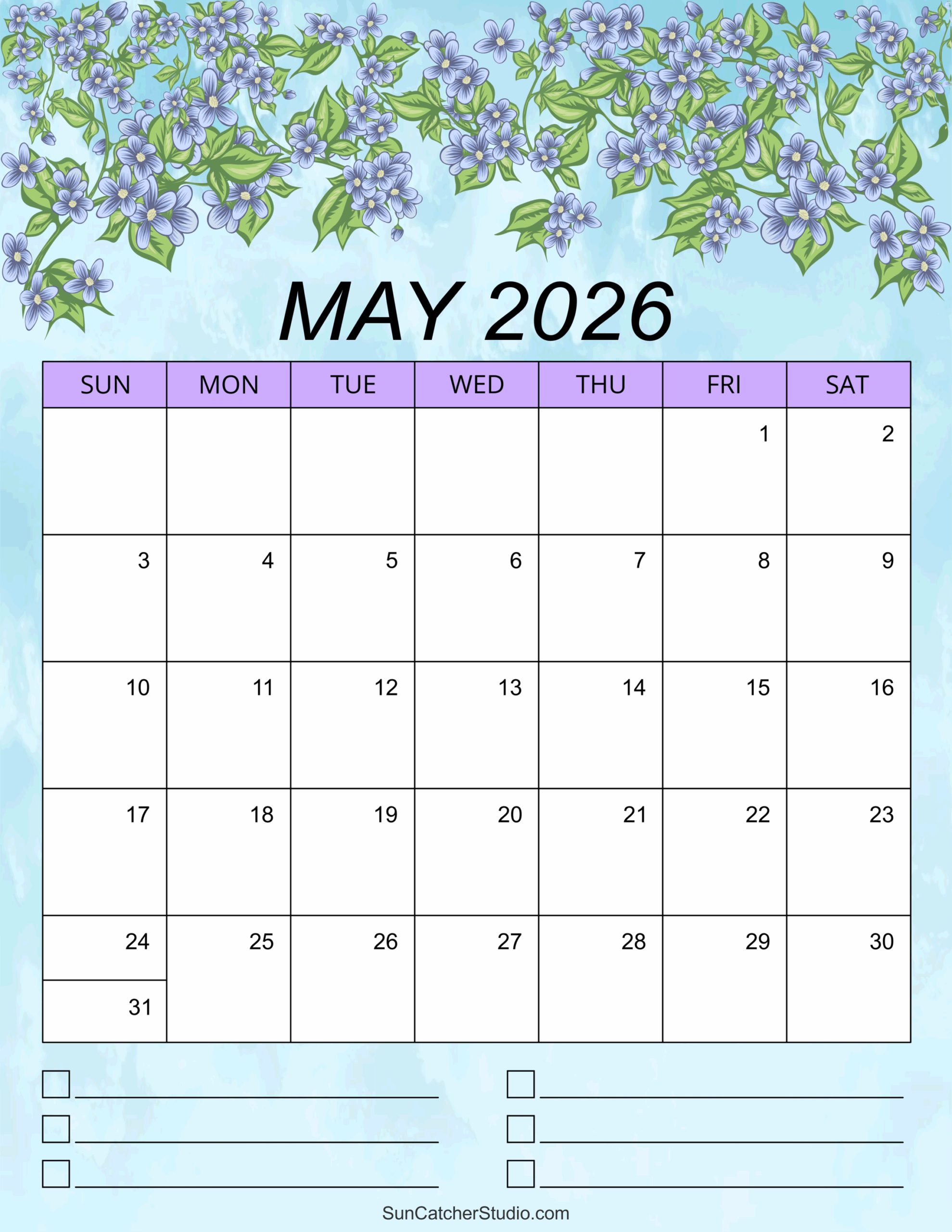 Blank Calendar 2026 May