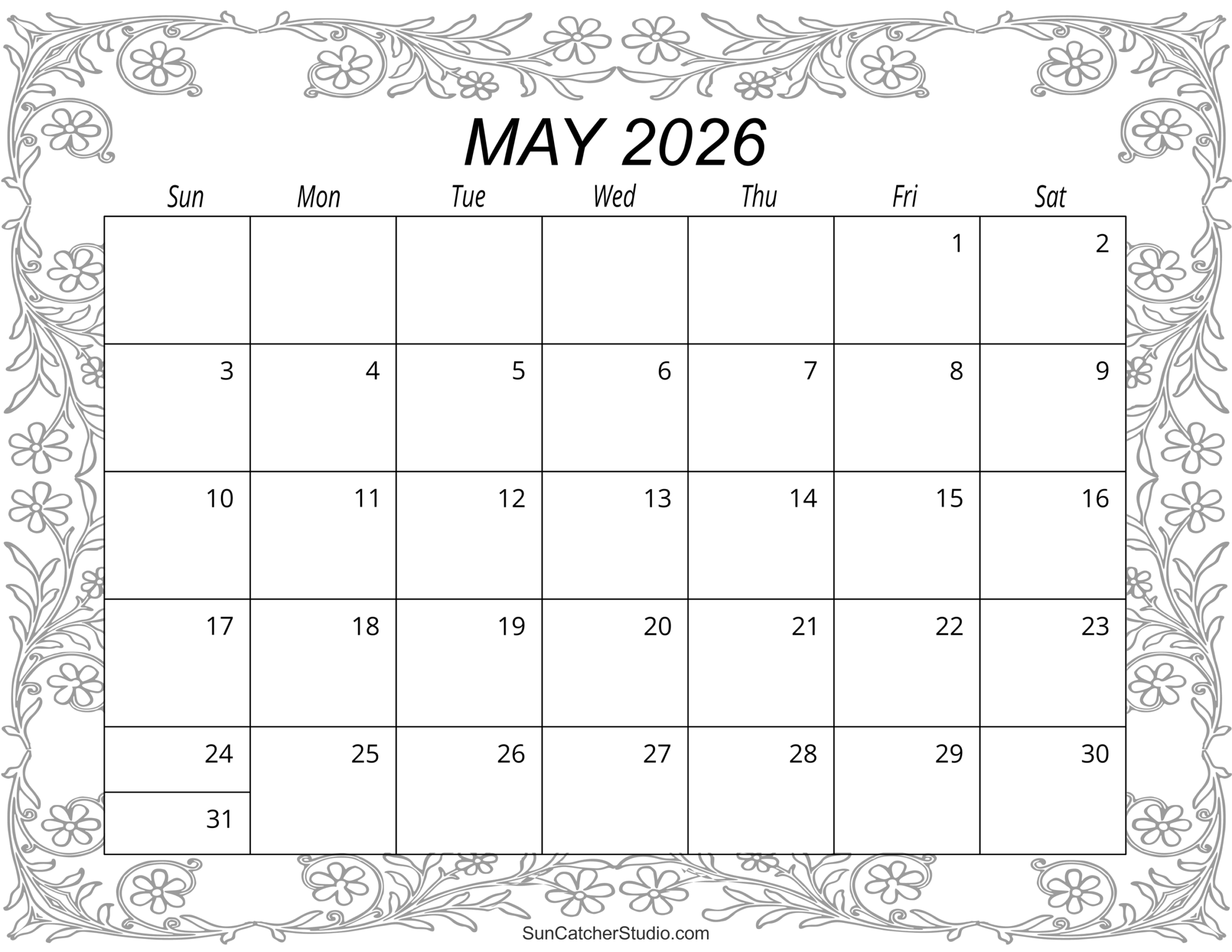 May 2026 Calendar Printable May 2026 Calendar Printable