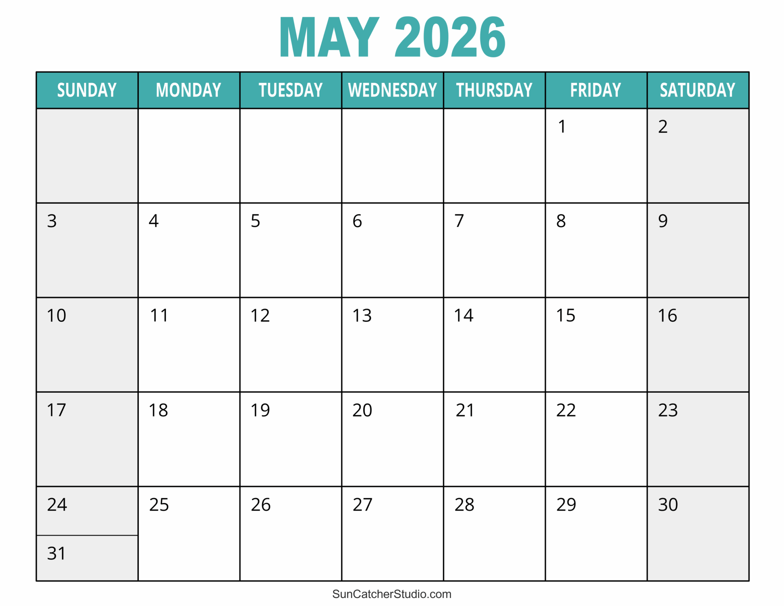 Blank May Calendar 2026 For Kids Blank May Calendar 2026 For Kids