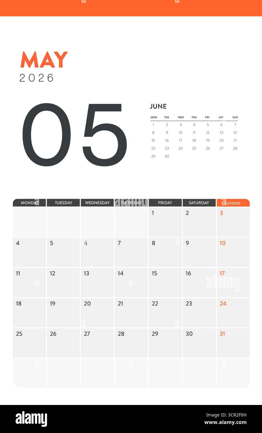 May 2026 Calendar Monthly Planner Template Monday Start Vector Design Stock Vector Image Art Alamy May 2026 Calendar Monthly Planner Template Monday Start Vector Design Stock Vector Image Art Alamy