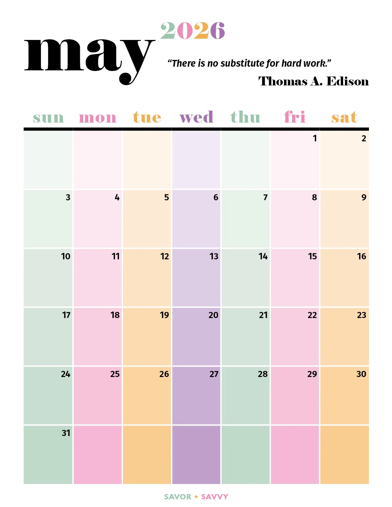 Blank Calendar 2026 May And June