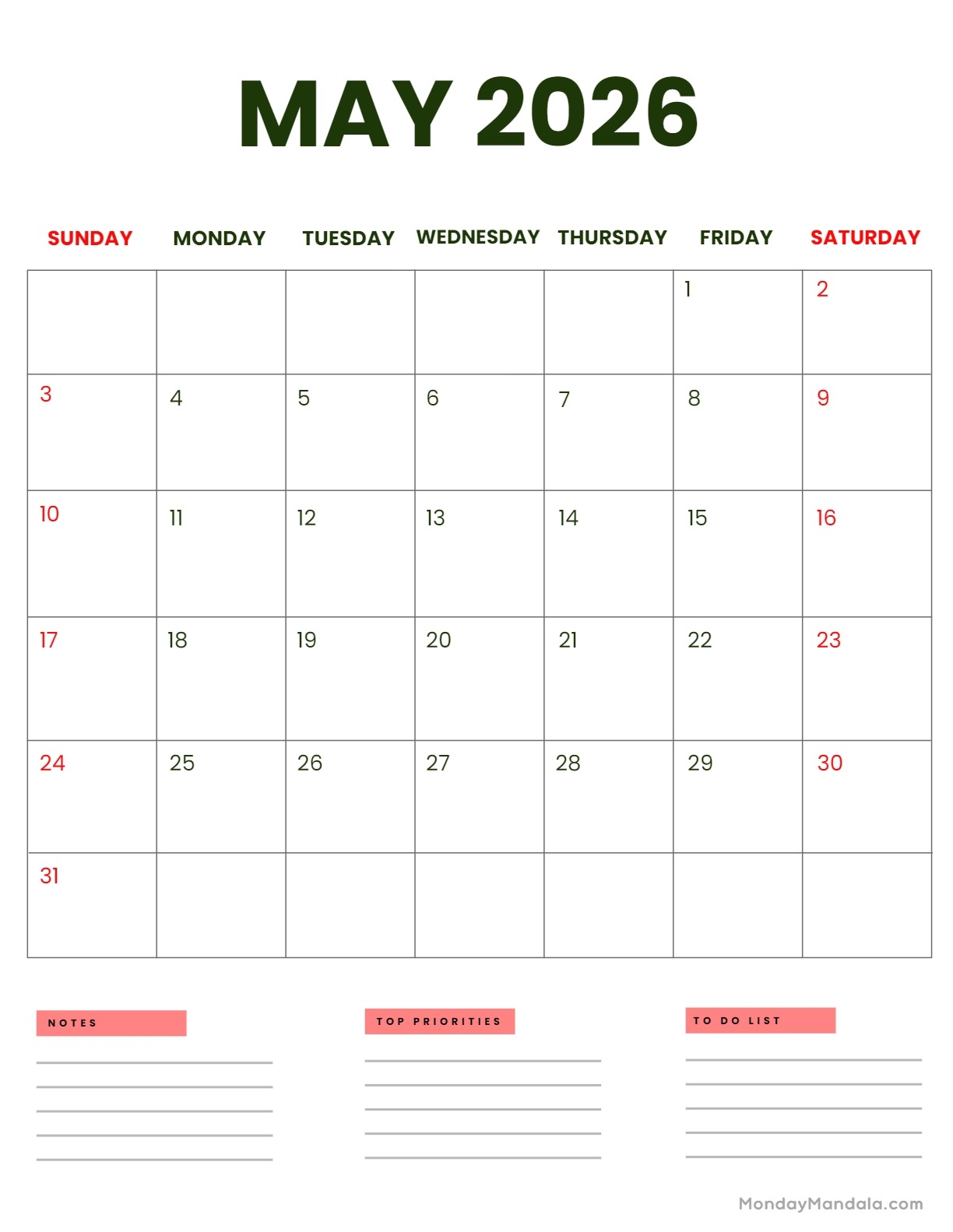 May 2026 Calendars 52 Free PDF Printables May 2026 Calendars 52 Free PDF Printables