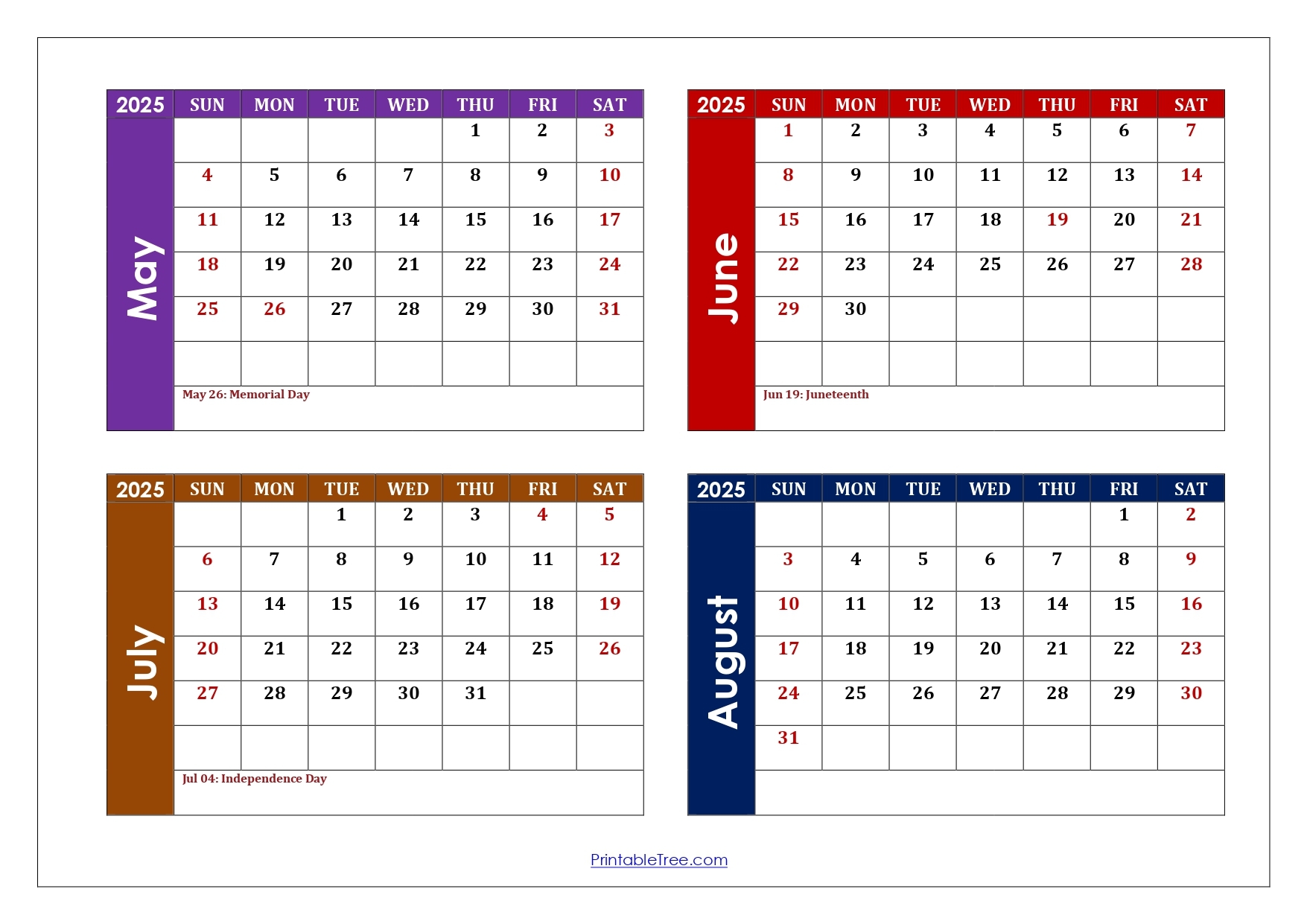May To August 2025 Calendar Printable PDF Four Months Calendar May To August 2025 Calendar Printable PDF Four Months Calendar