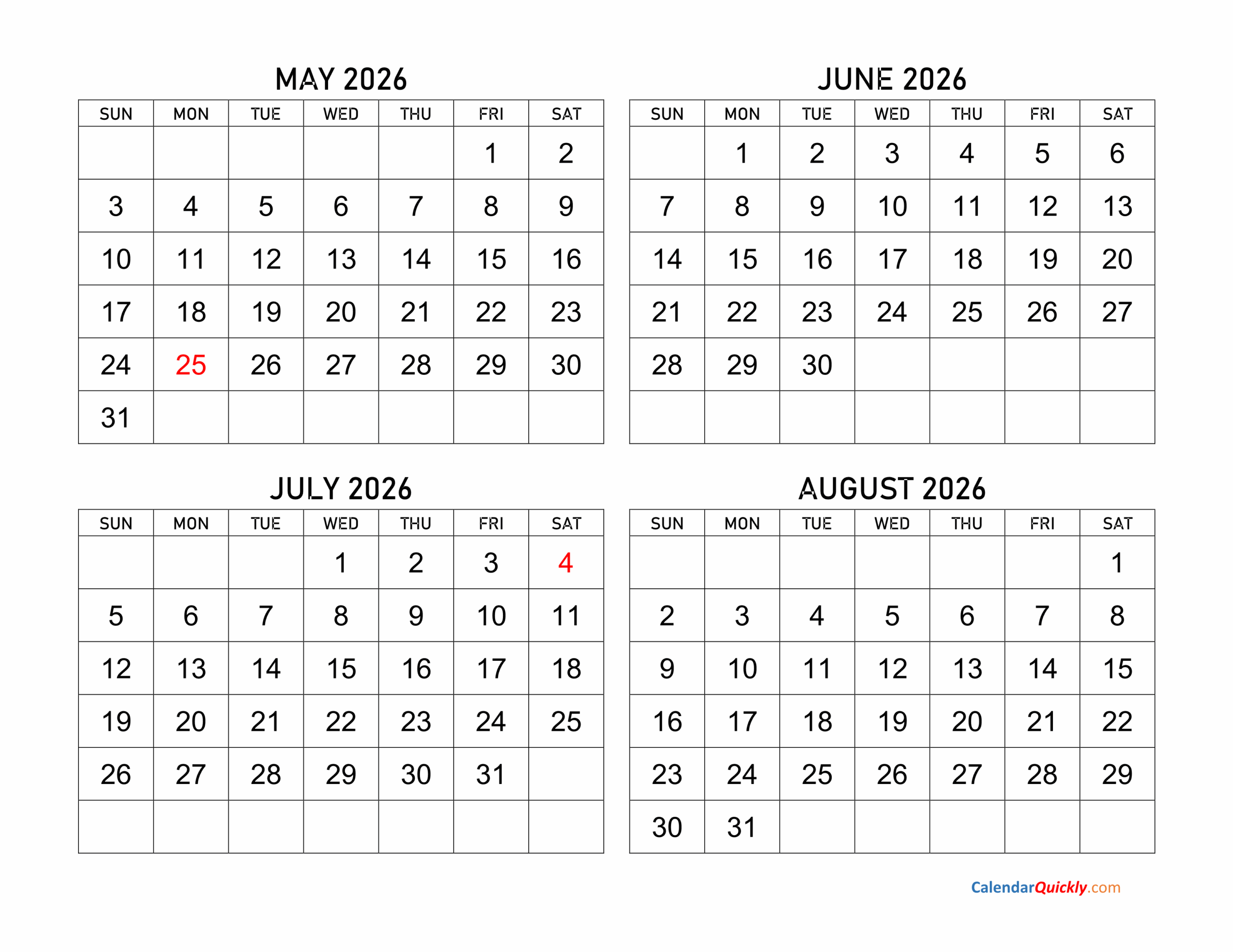 May To August 2026 Calendar Calendar Quickly May To August 2026 Calendar Calendar Quickly