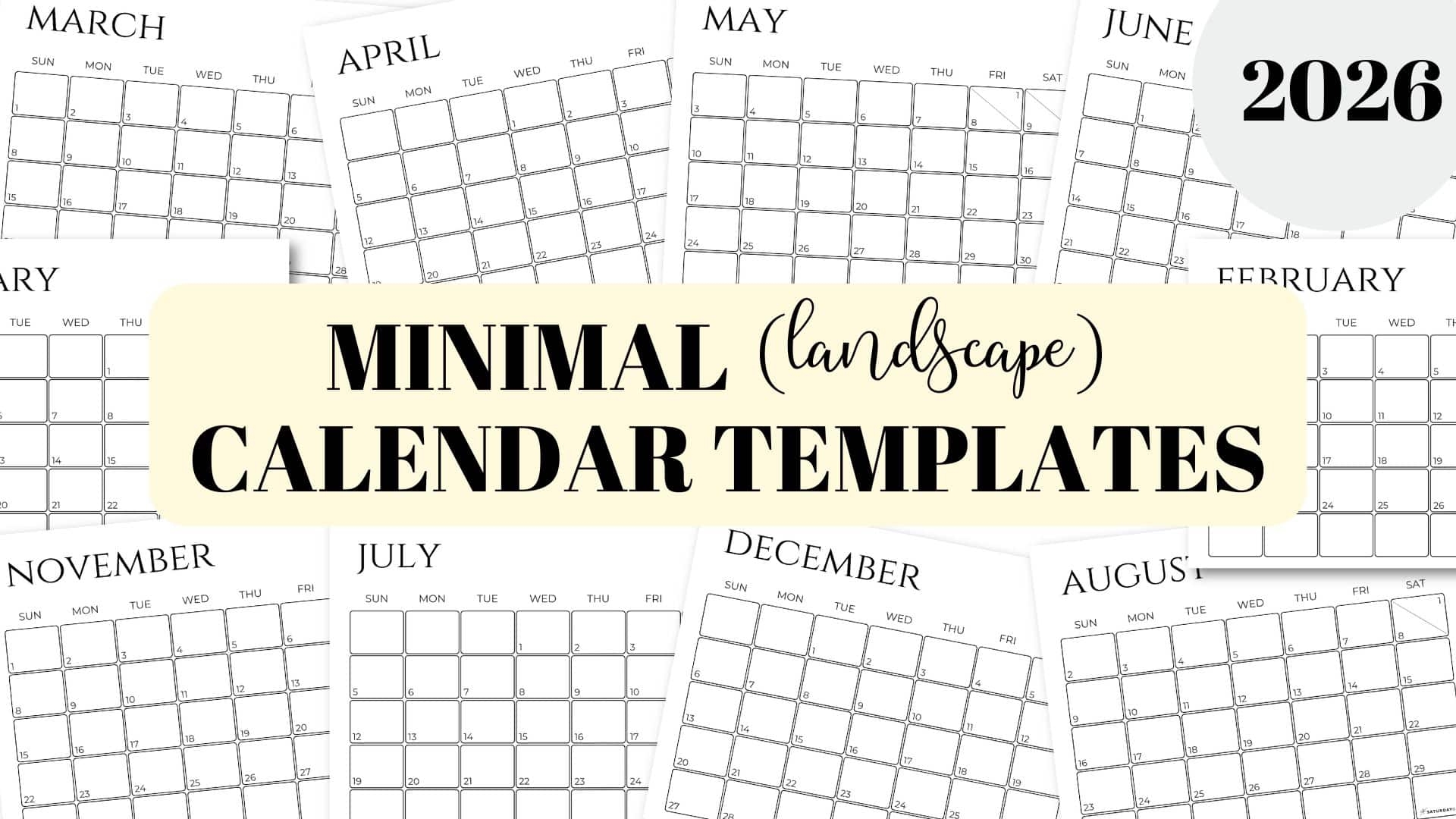 Calendar Template 2026 Printable Free