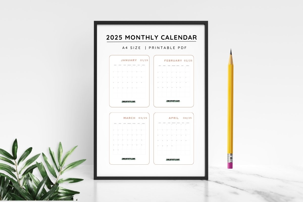 Minimalist Printable 2025 Monthly Calendar Template Minimalist Printable 2025 Monthly Calendar Template