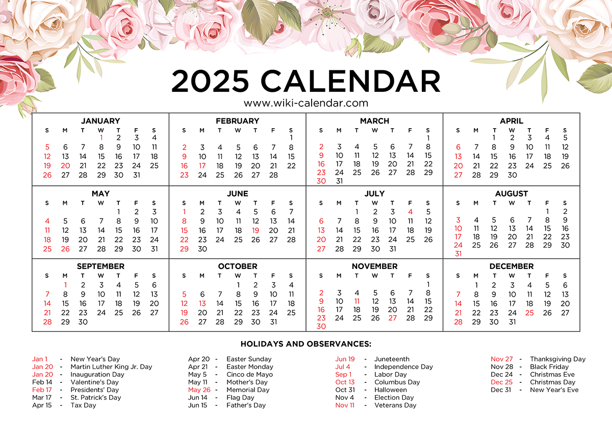 Monthly Calendar 2025 Free Printable Templates