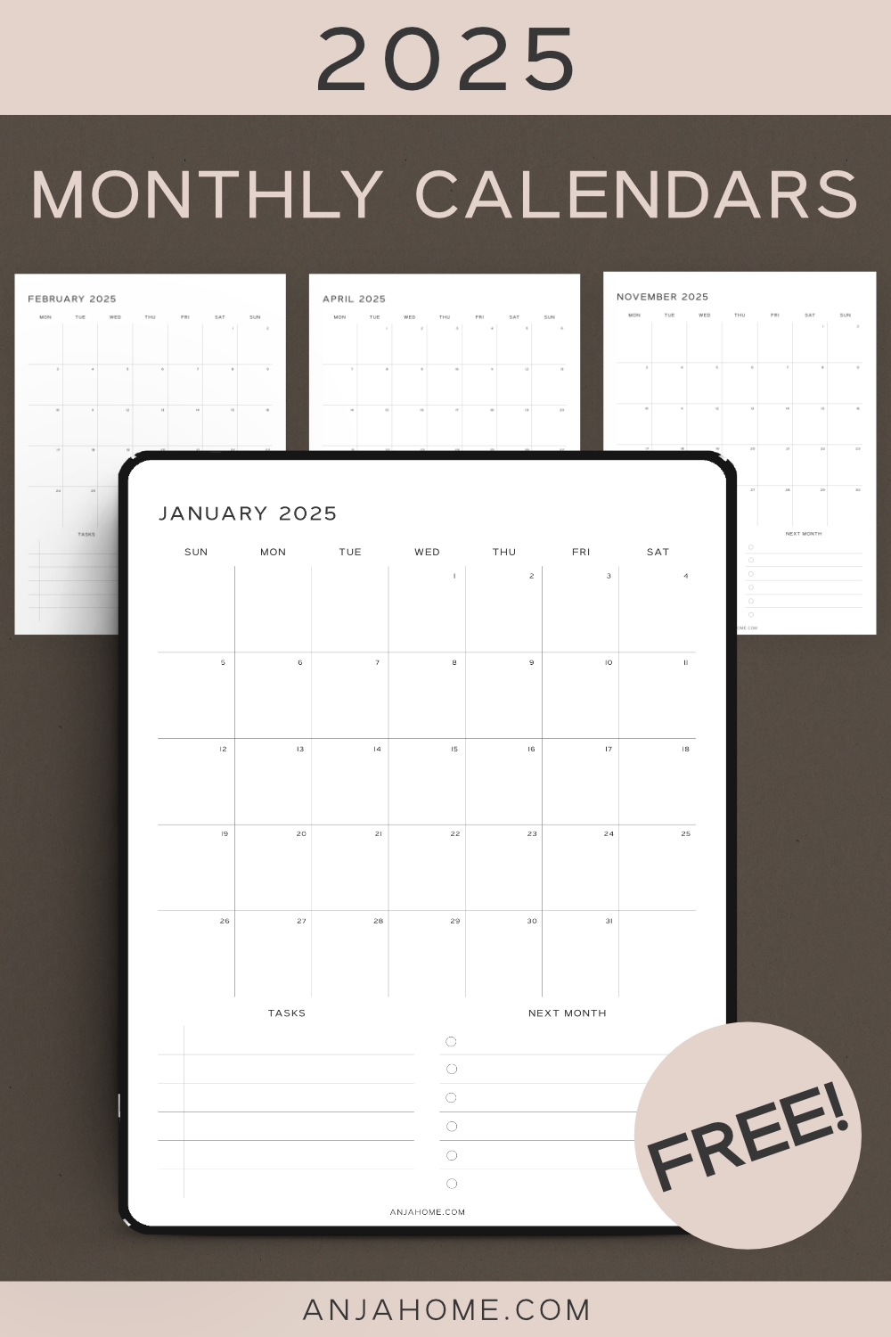 Blank Calendar Printable 2025-26