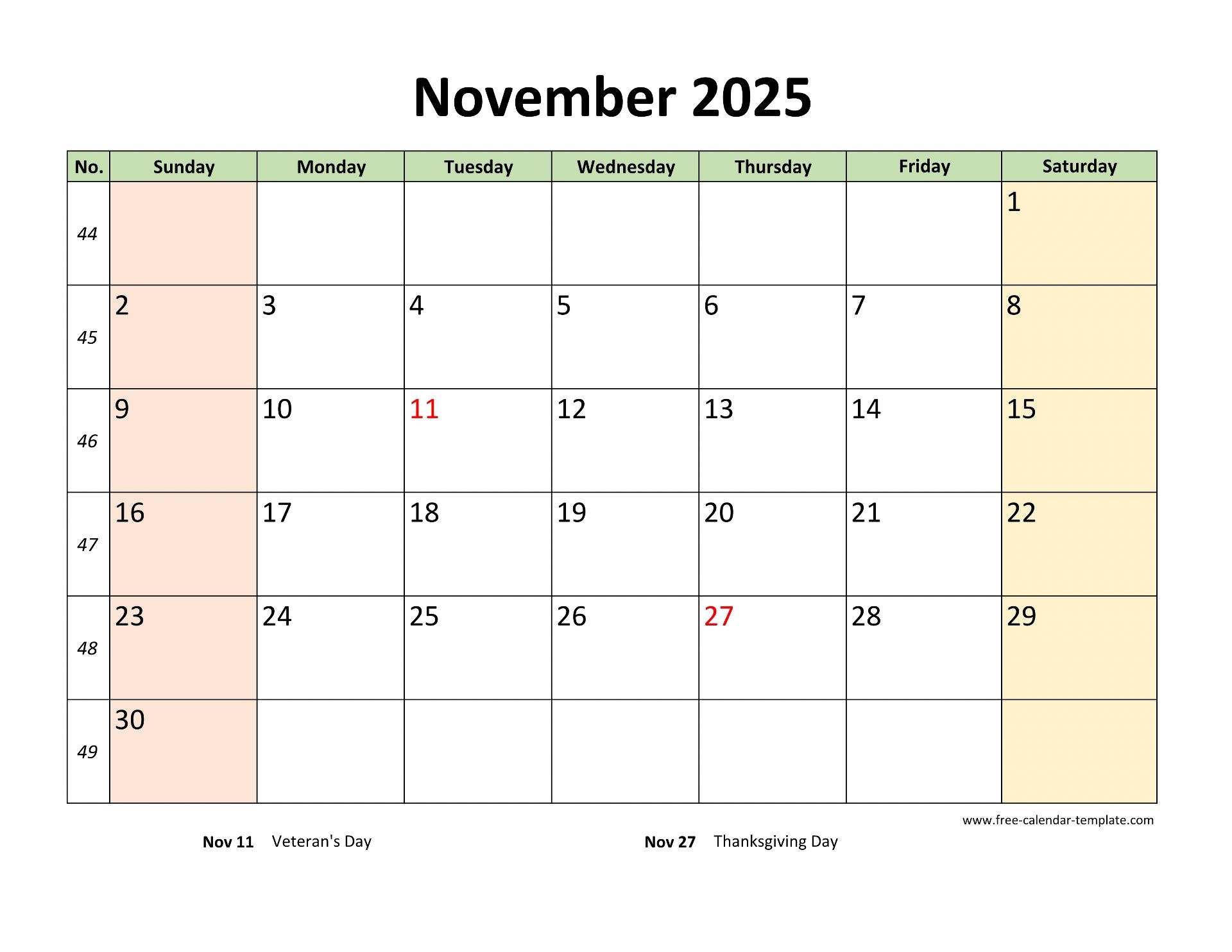 November 2025 Calendar Blank Printable November 2025 Calendar Blank Printable