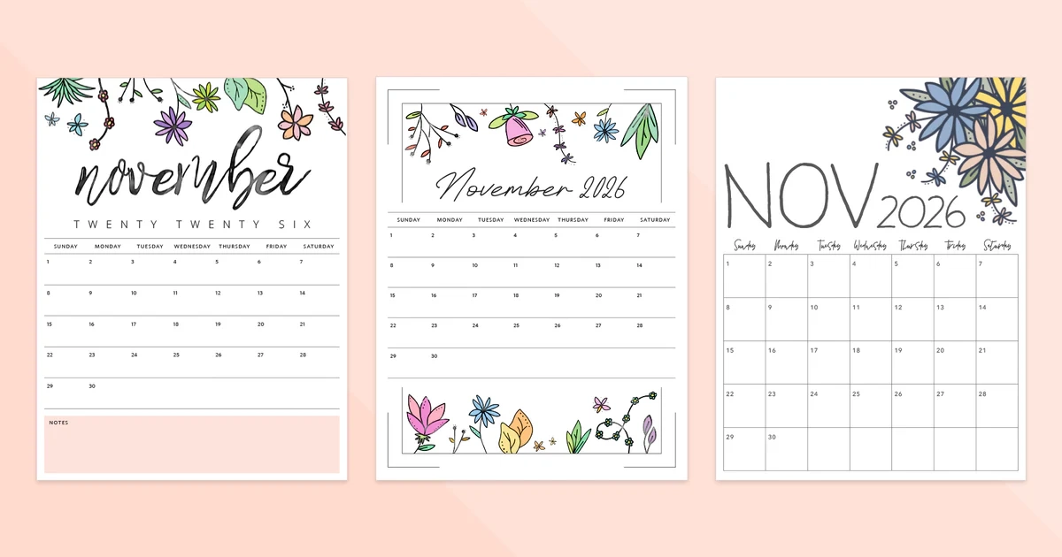 November 2026 Calendar Printable Tidy Plans November 2026 Calendar Printable Tidy Plans