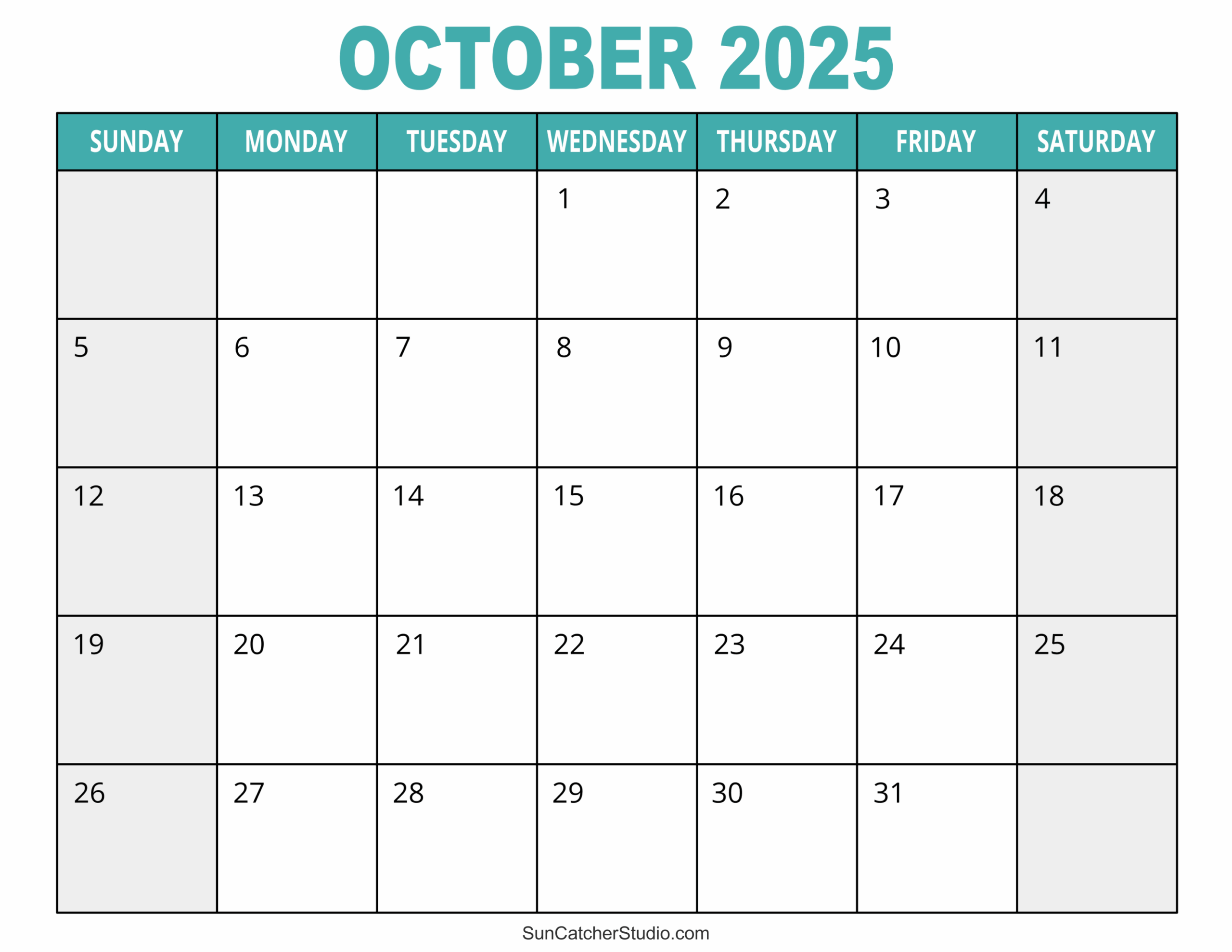 Blank Printable Calendar 2025