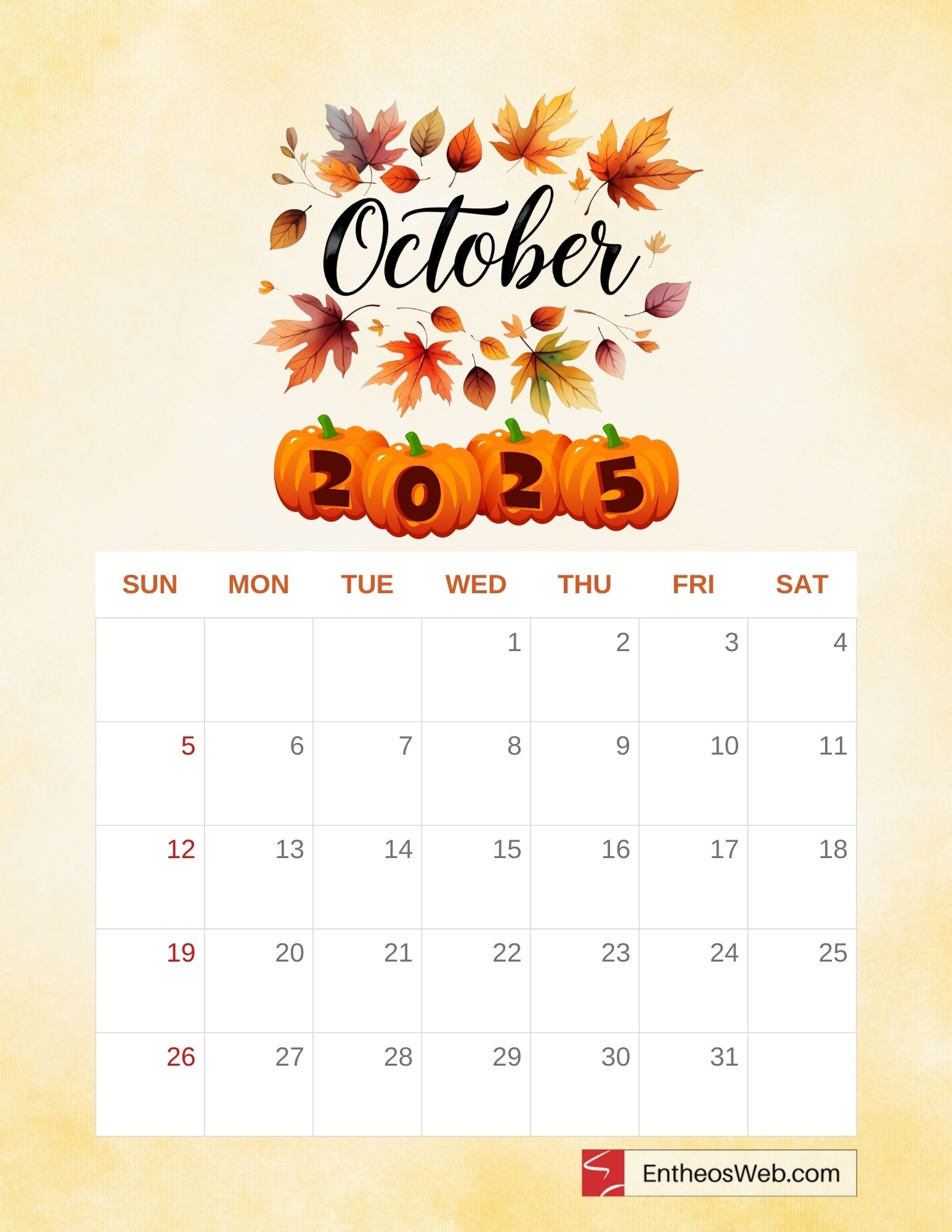 October 2025 Calendar Free Printables EntheosWeb October 2025 Calendar Free Printables EntheosWeb