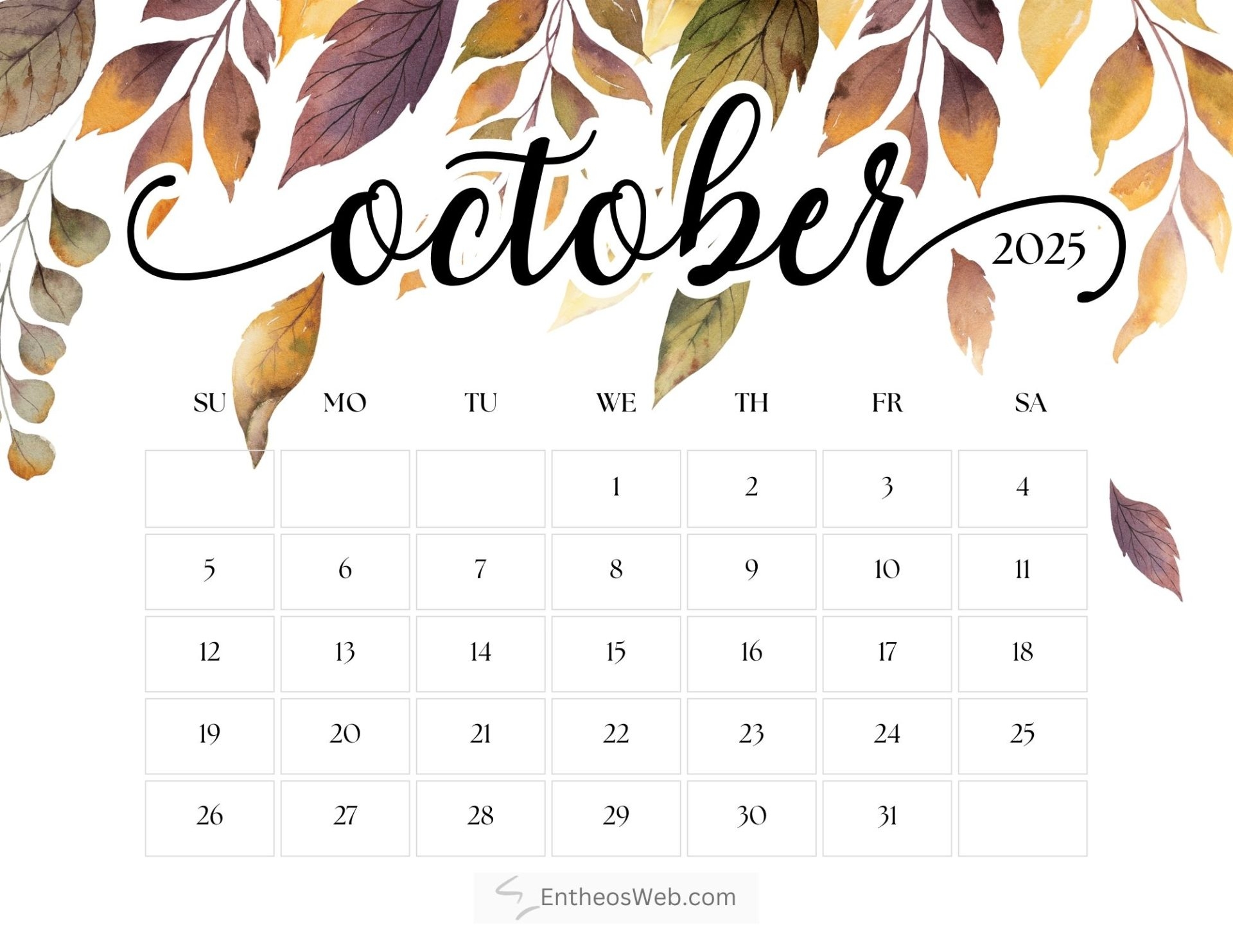 October 2025 Calendar Free Printables EntheosWeb October 2025 Calendar Free Printables EntheosWeb