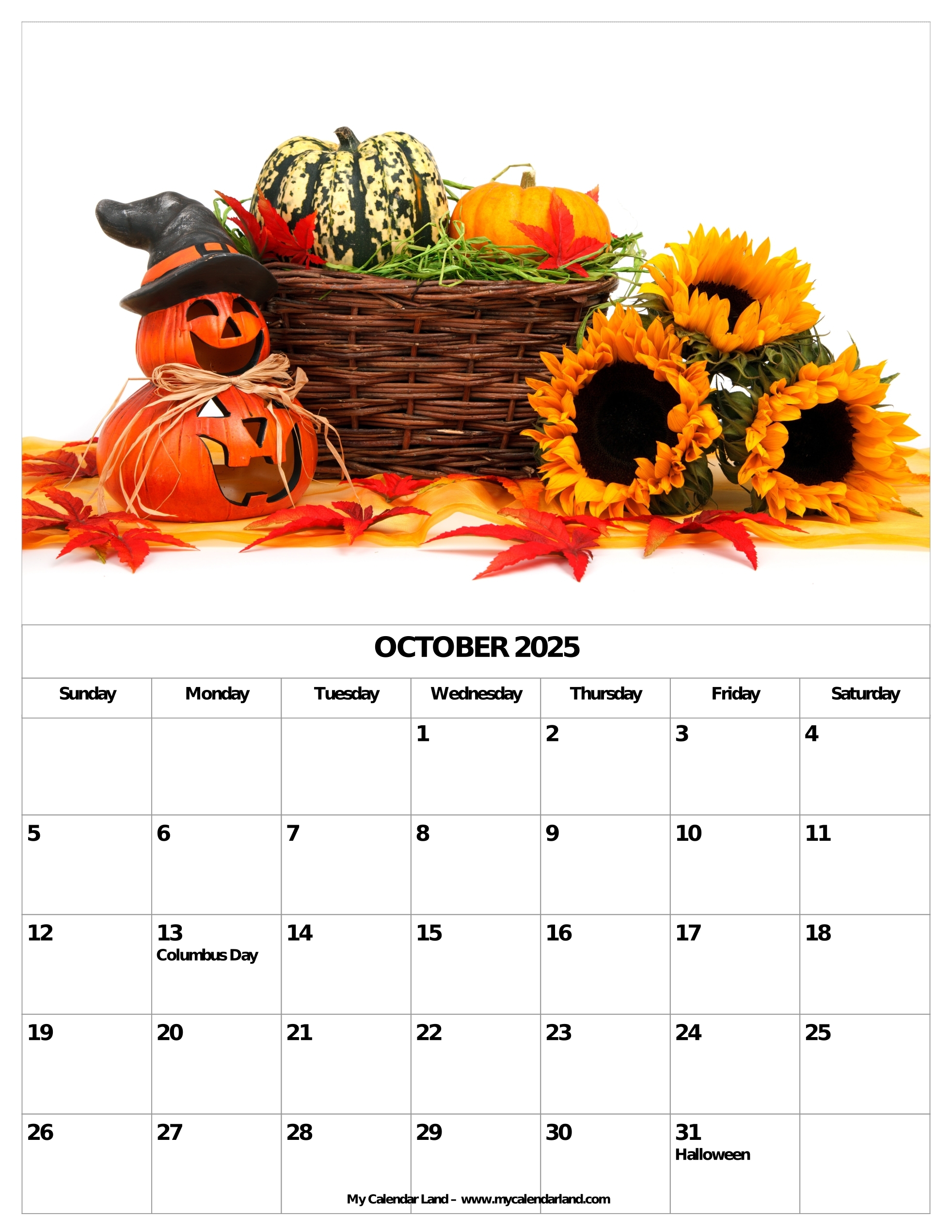 October 2025 Calendar My Calendar Land October 2025 Calendar My Calendar Land