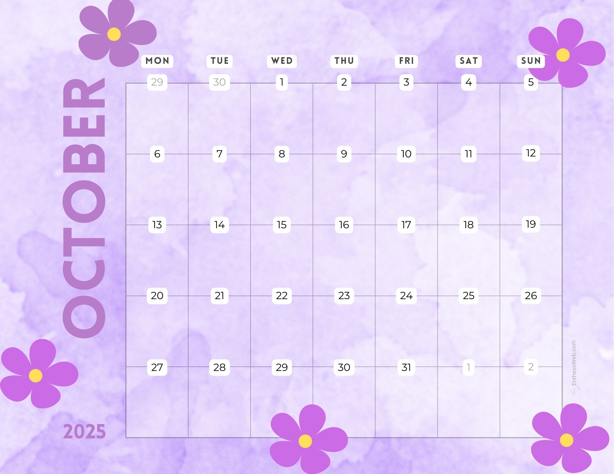 October 2025 Calendar Printables EntheosWeb October 2025 Calendar Printables EntheosWeb