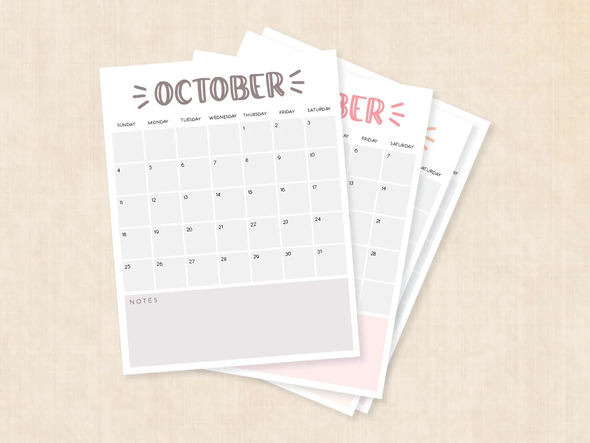 Blank Calendar Pages October 2026 Printable Blank Calendar Pages October 2026 Printable