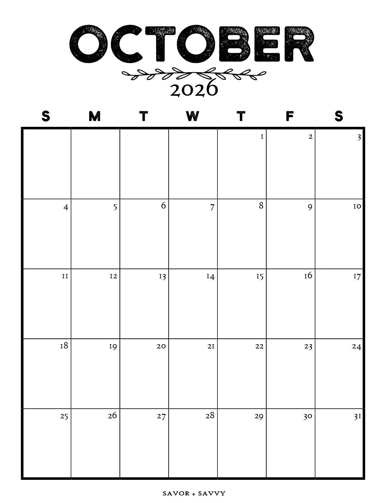 Oct Calendar 2026 Printable Blank Oct Calendar 2026 Printable Blank