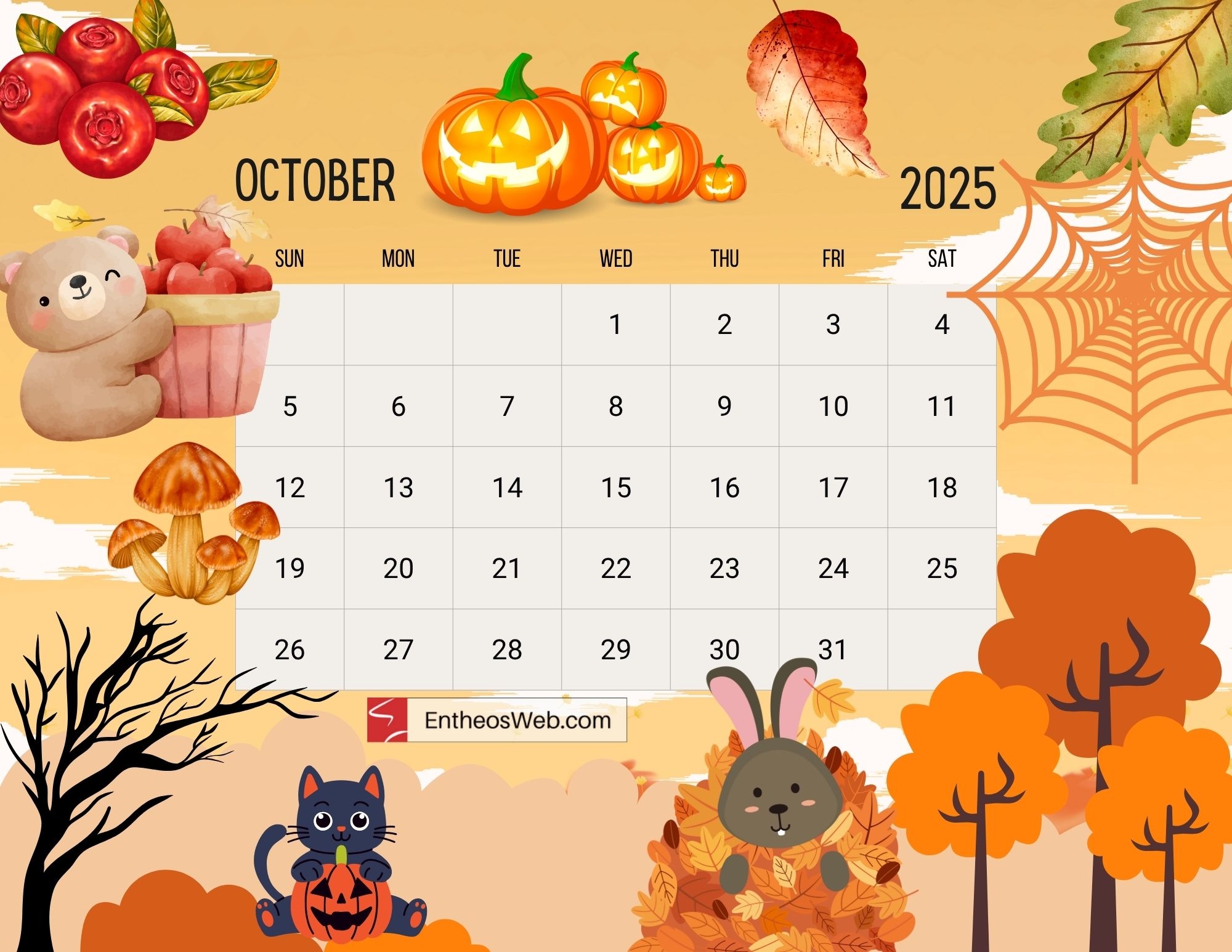 October Free Printable Calendars 2025 EntheosWeb October Free Printable Calendars 2025 EntheosWeb