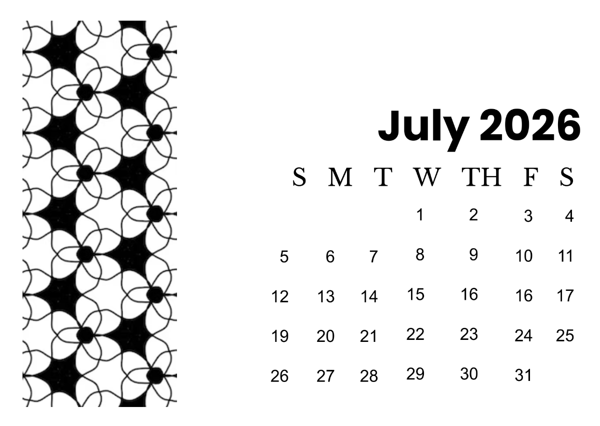 Blank Calendar July 2026 Printable