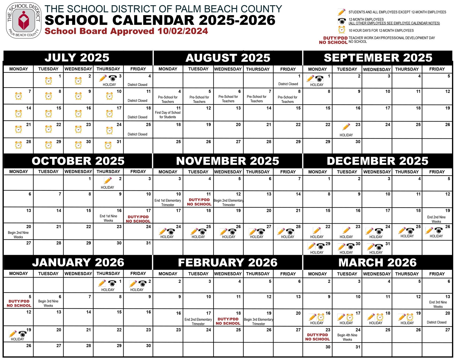 School Calendar 2025-2026