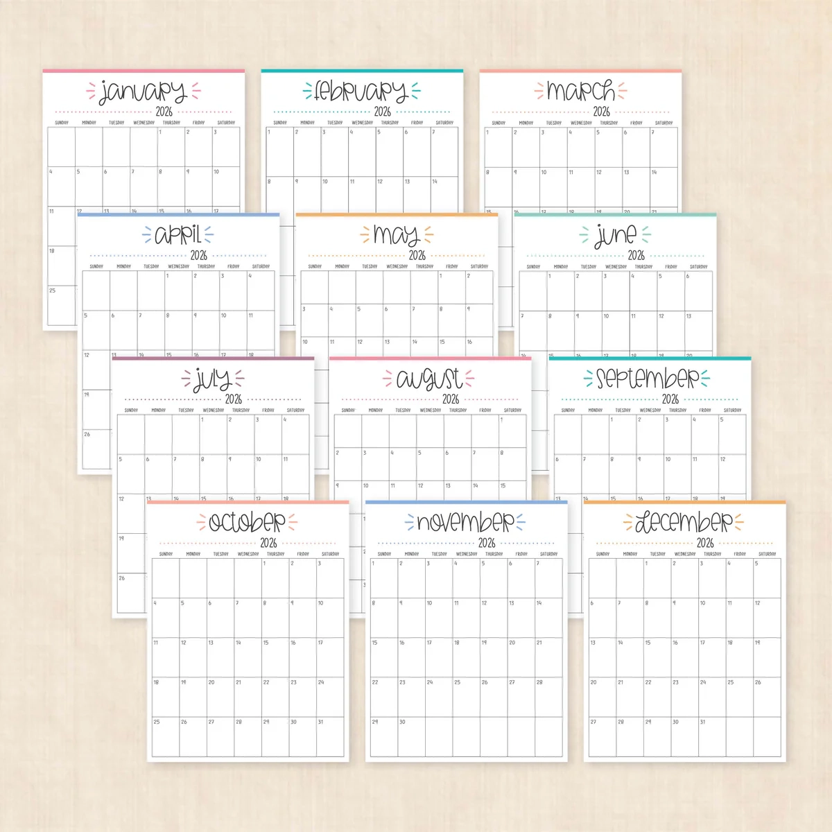 Blank Calendar Pages 2026 Blank Calendar Pages 2026