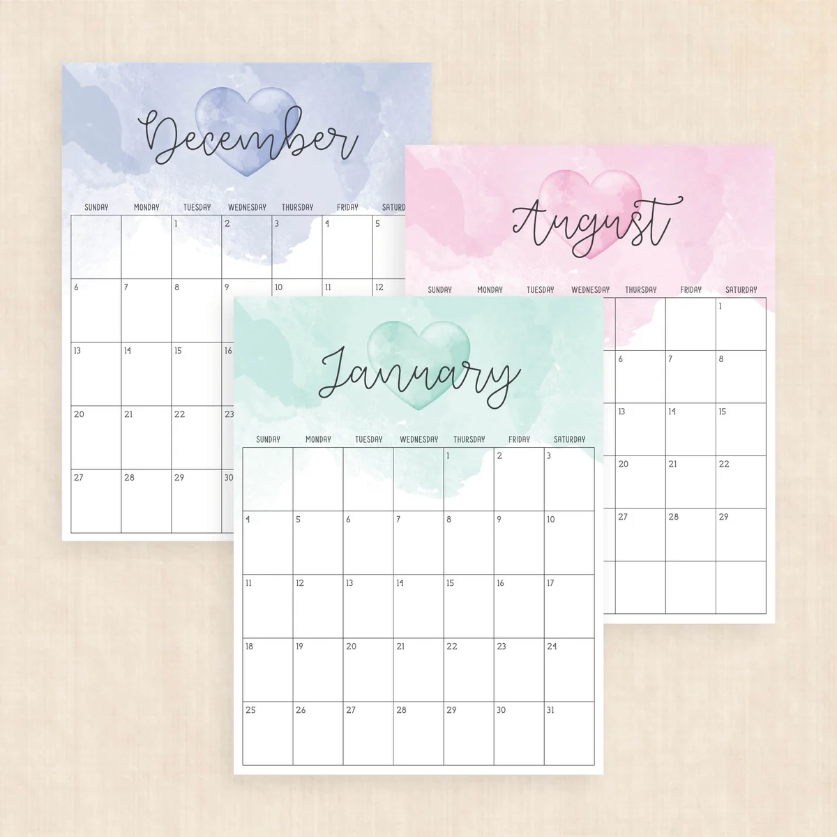 Printable 2026 Calendar Colorful Crush