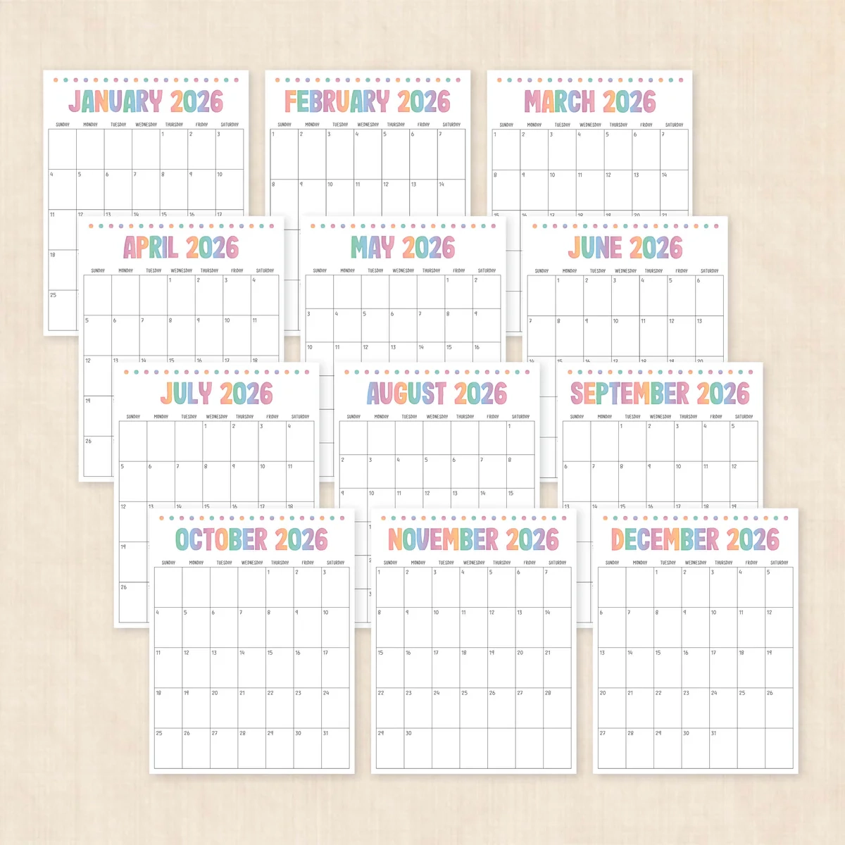 Printable 2026 Calendar Electric Echo