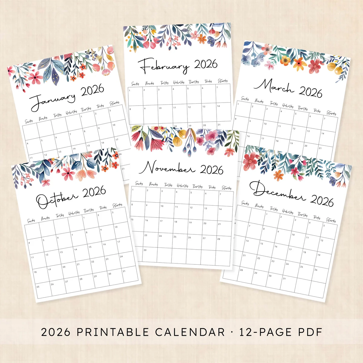 Printable 2026 Calendar Floral Fantasy Printable 2026 Calendar Floral Fantasy