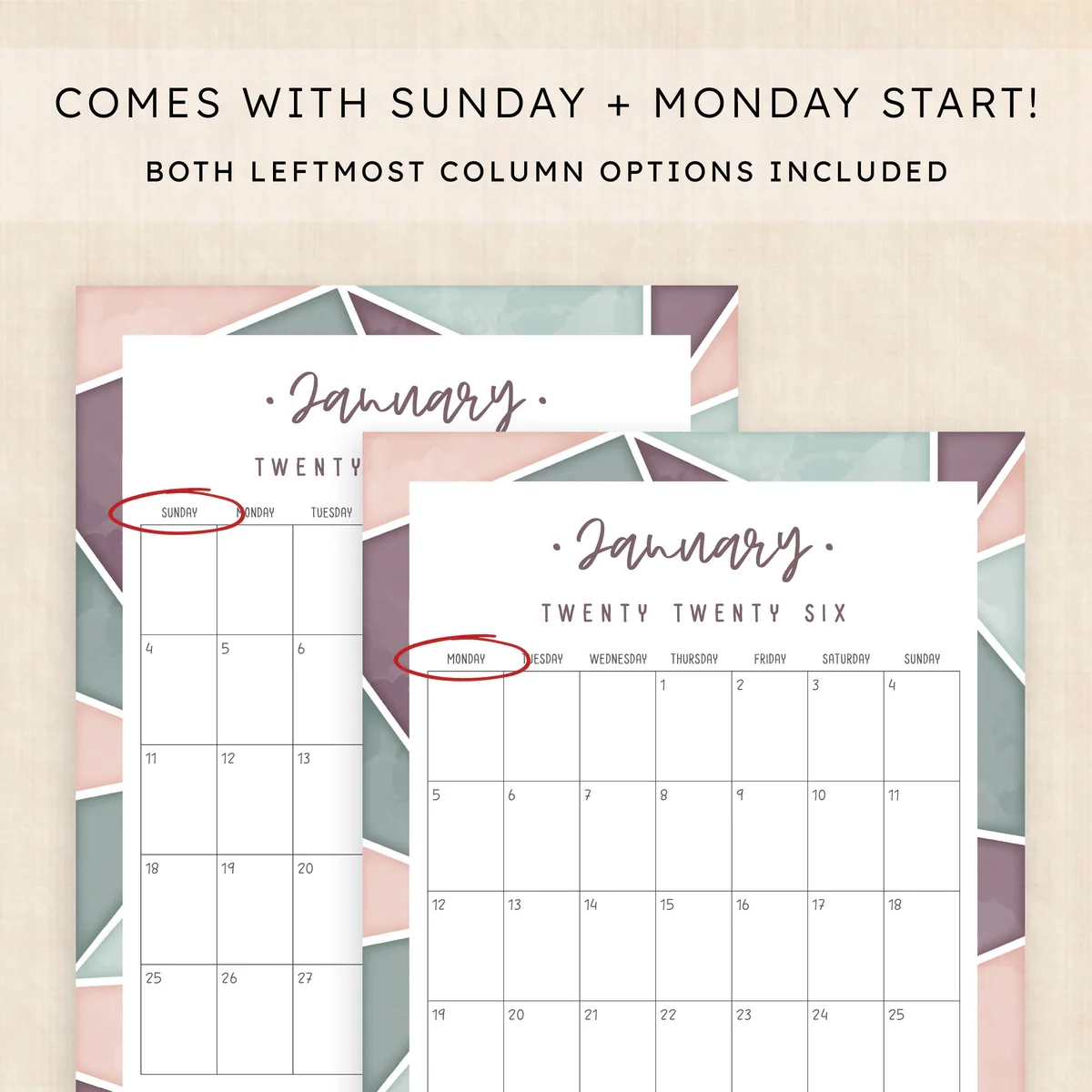 Free Printable Monthly 2026 Calendar Free Printable Monthly 2026 Calendar