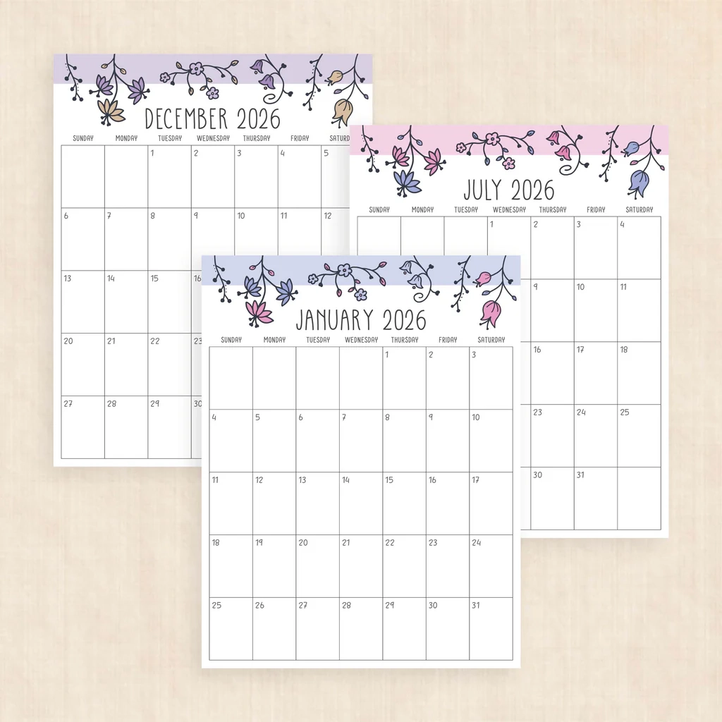 Blank Calendar Template July 2026