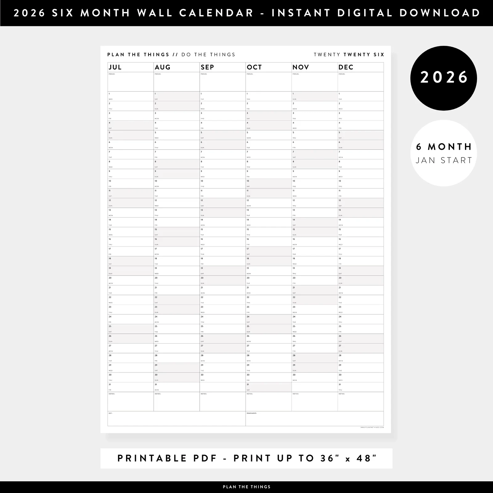 PRINTABLE 2026 SIX MONTH CALENDARS JANUARY JUNE INSTANT DOWNLOA Plan The Things PRINTABLE 2026 SIX MONTH CALENDARS JANUARY JUNE INSTANT DOWNLOA Plan The Things