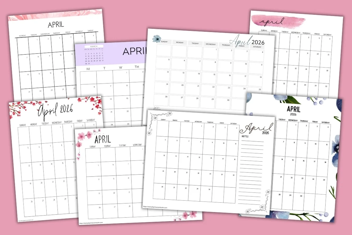 Printable April 2026 Calendars Printable April 2026 Calendars