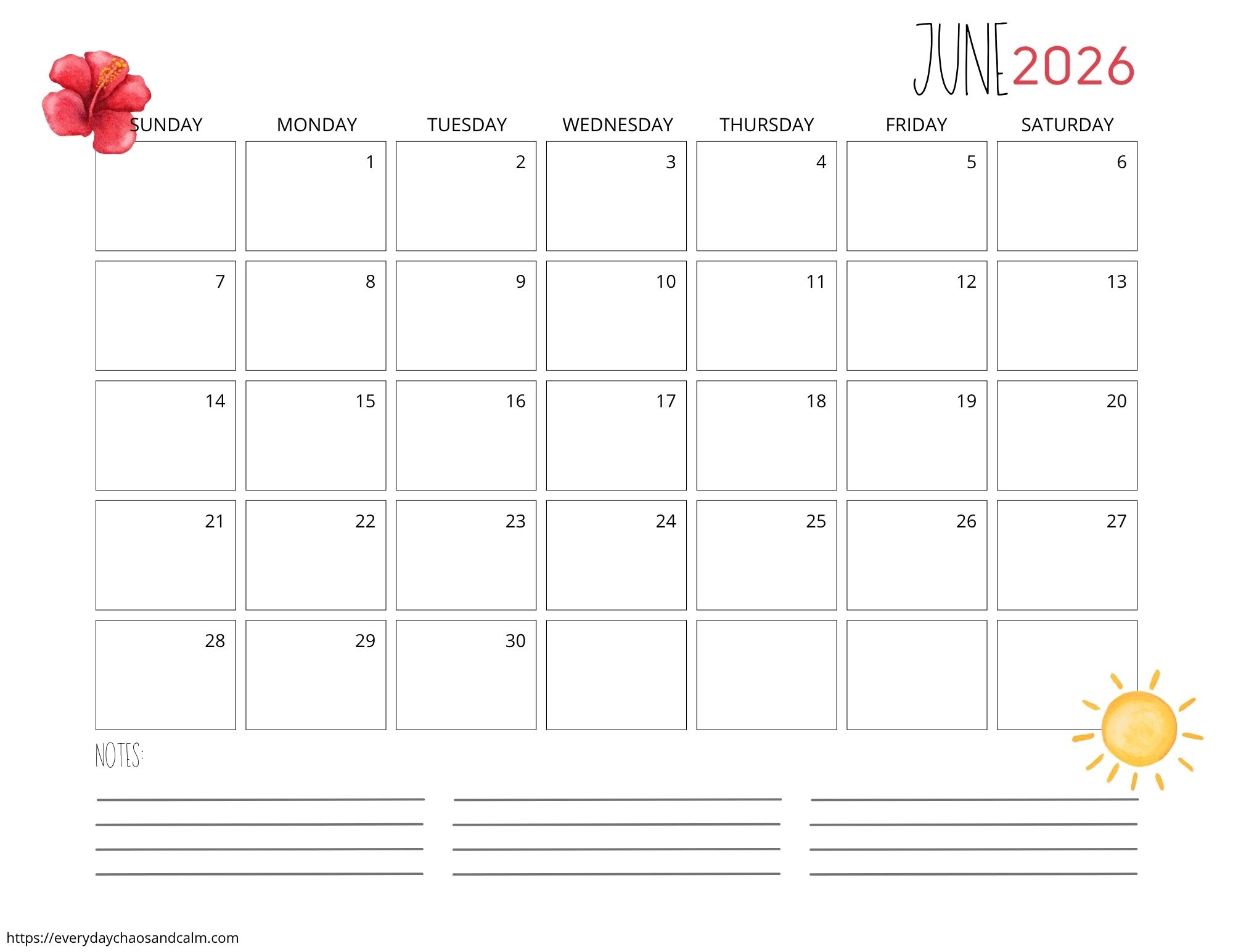June Blank Calendar 2026 Monday Start June Blank Calendar 2026 Monday Start