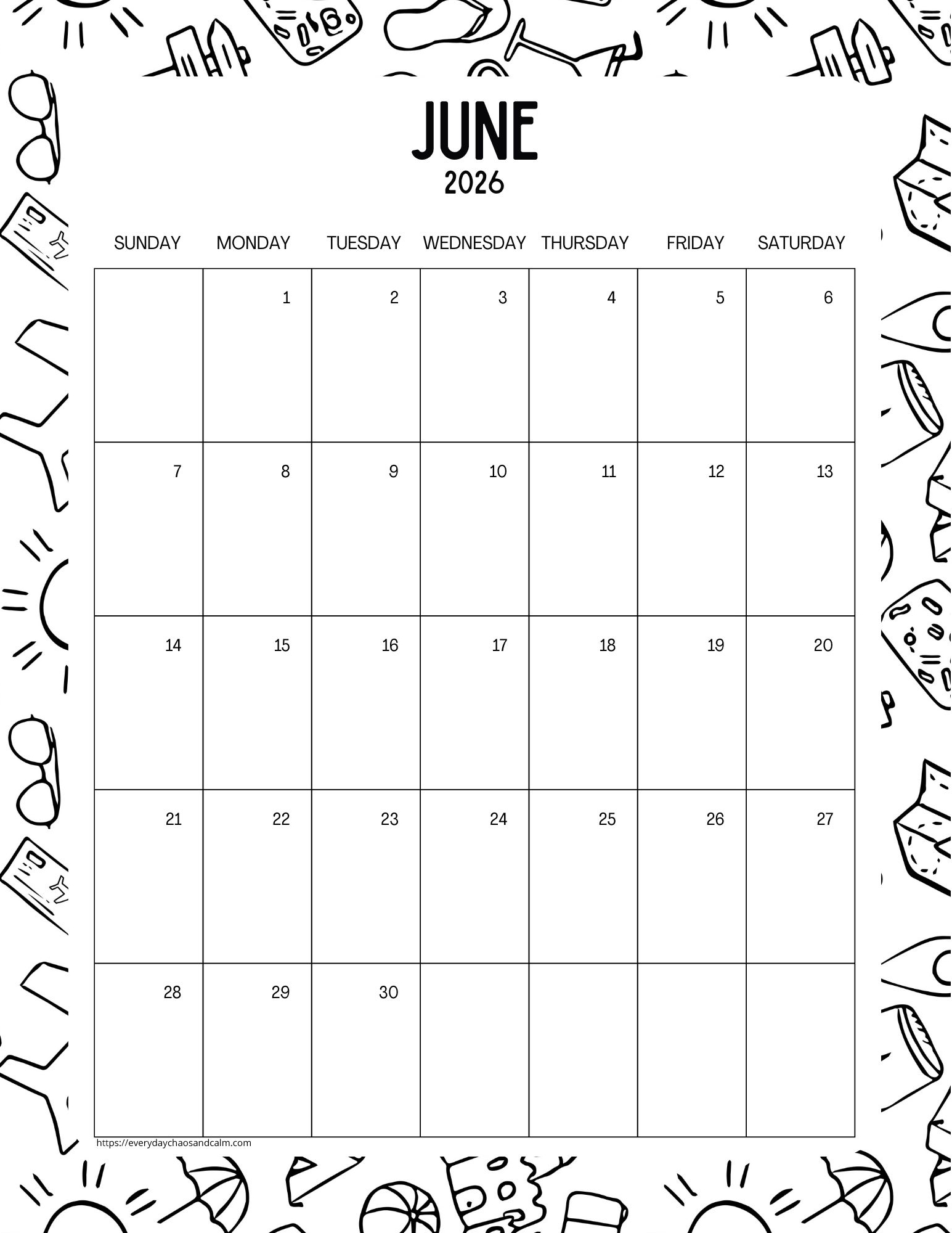 Printable June 2026 Calendars Printable June 2026 Calendars
