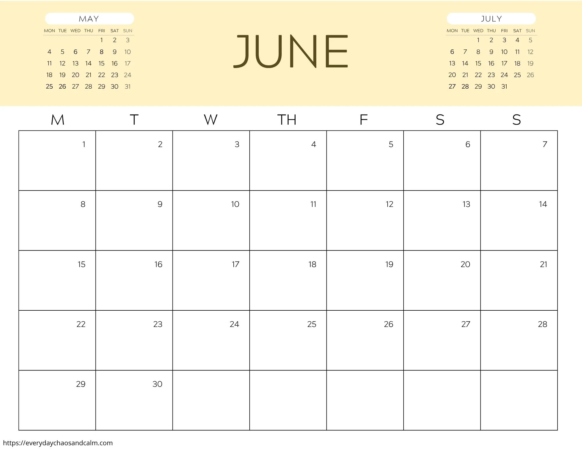 Printable June 2026 Calendars Printable June 2026 Calendars