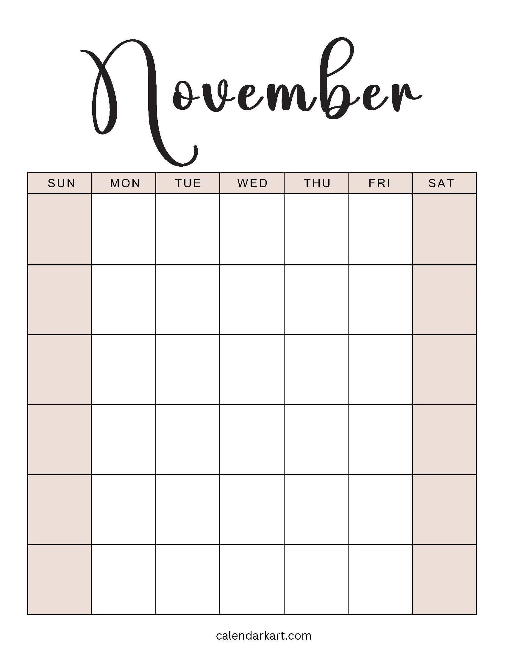 Blank Calendar For November 2025 Printable Blank Calendar For November 2025 Printable