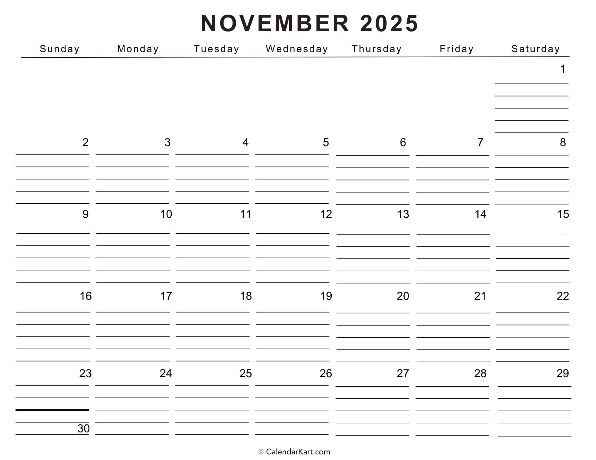Printable November 2025 Calendars Free Pdf CalendarKart Printable November 2025 Calendars Free Pdf CalendarKart