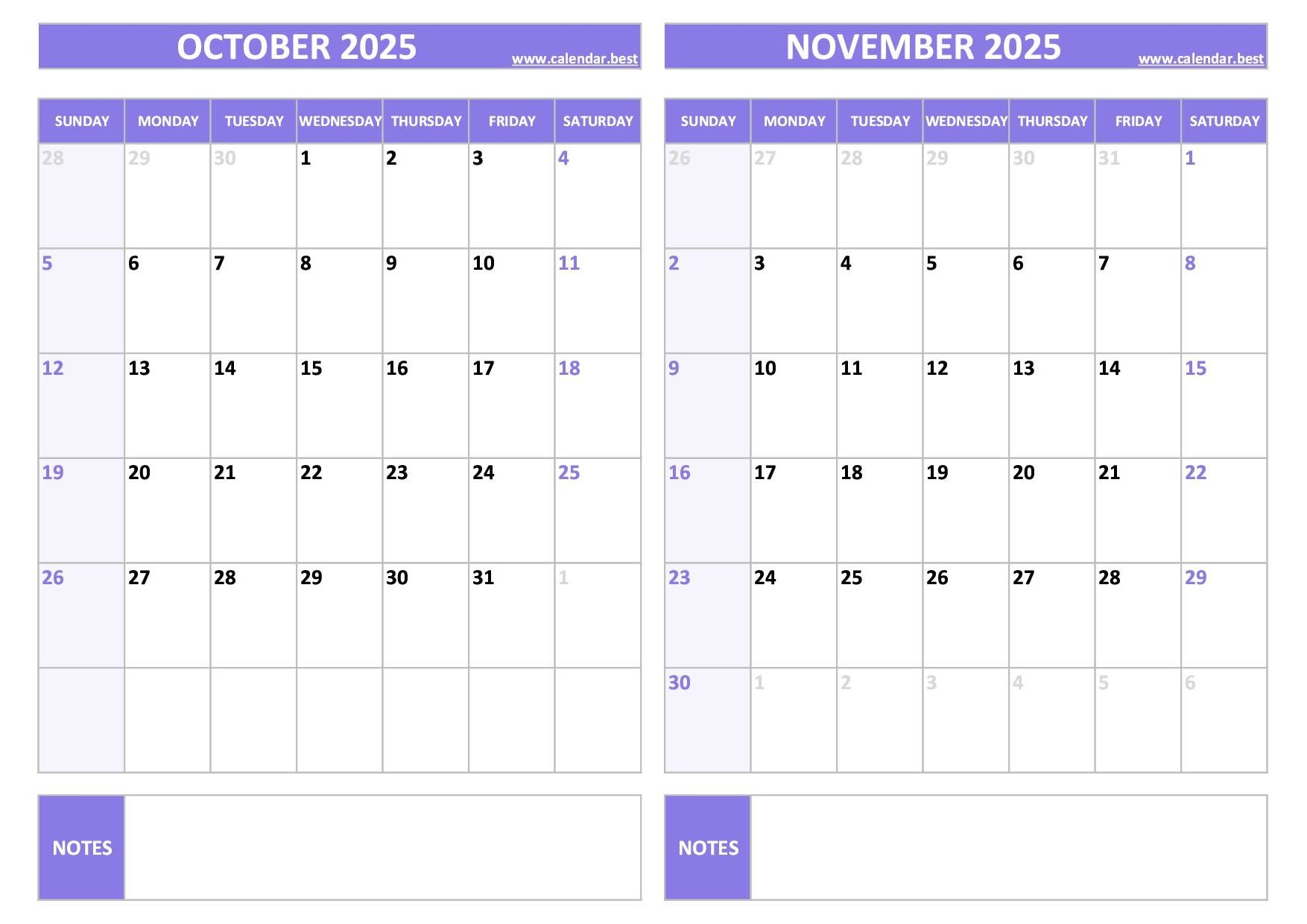 Blank Calendar 2025 October November Blank Calendar 2025 October November